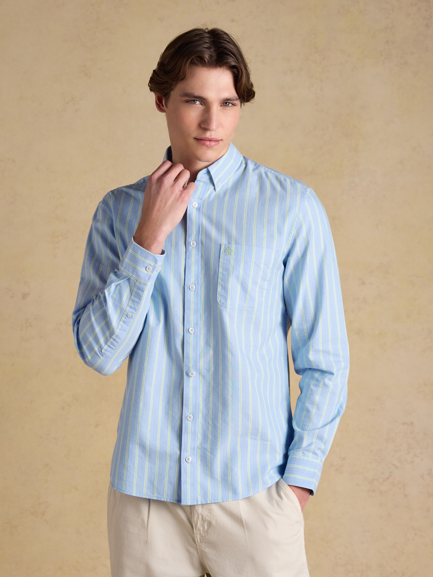 Blue & White Striped Classic Fit Oxford Shirt - Image 3 of 14