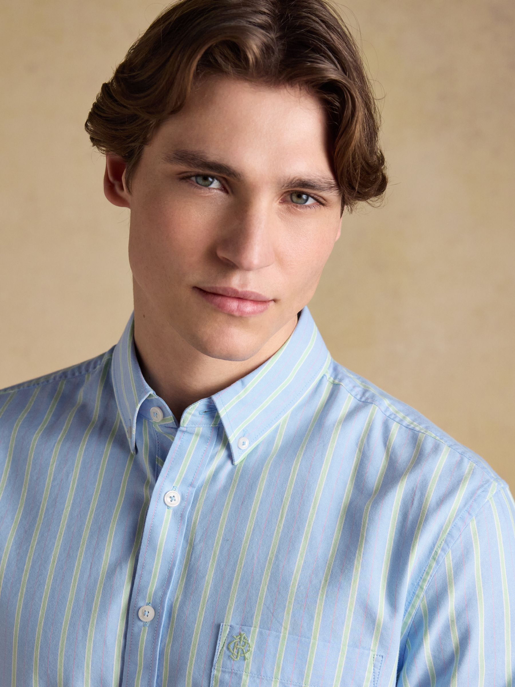 Blue & White Striped Classic Fit Oxford Shirt - Image 8 of 14
