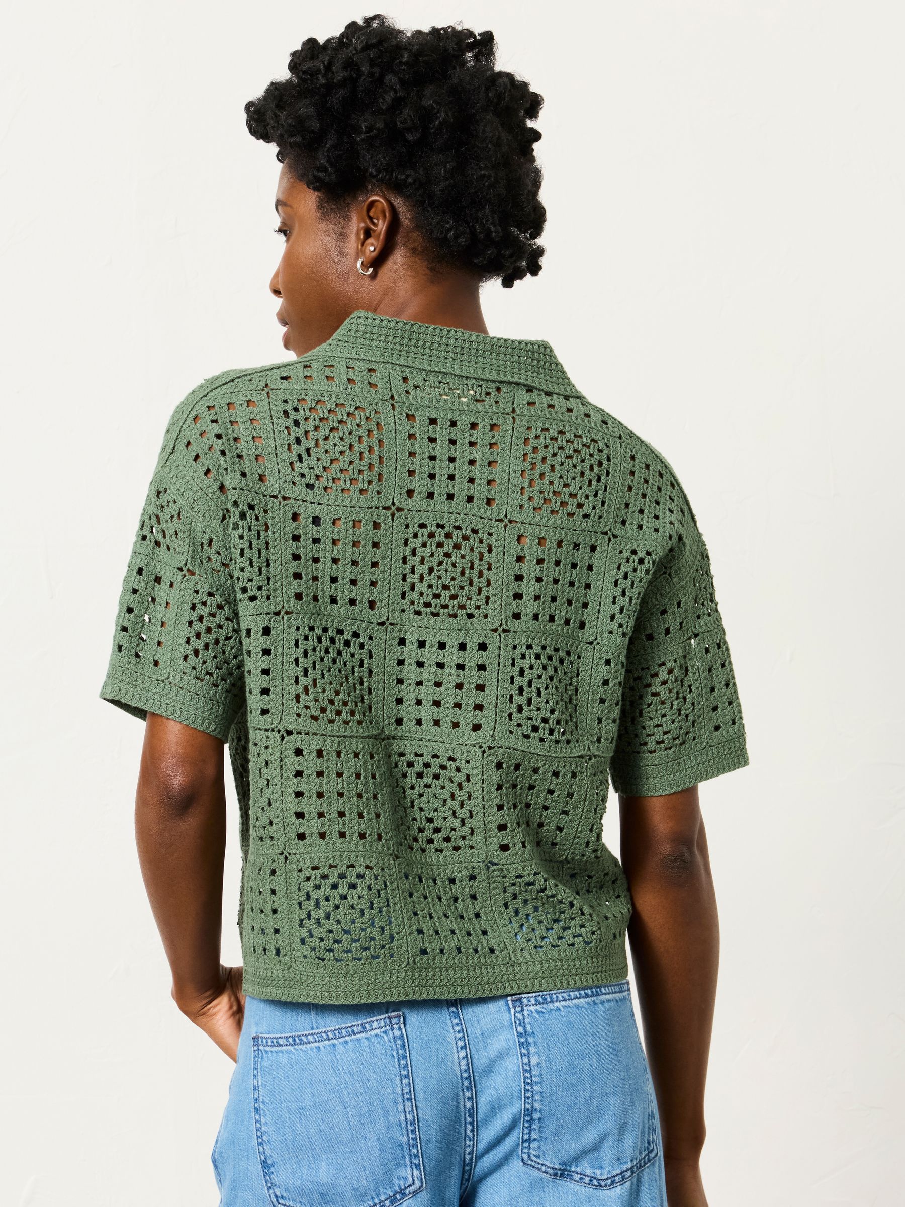 Astrid Green Crochet Shirt | FatFace USA