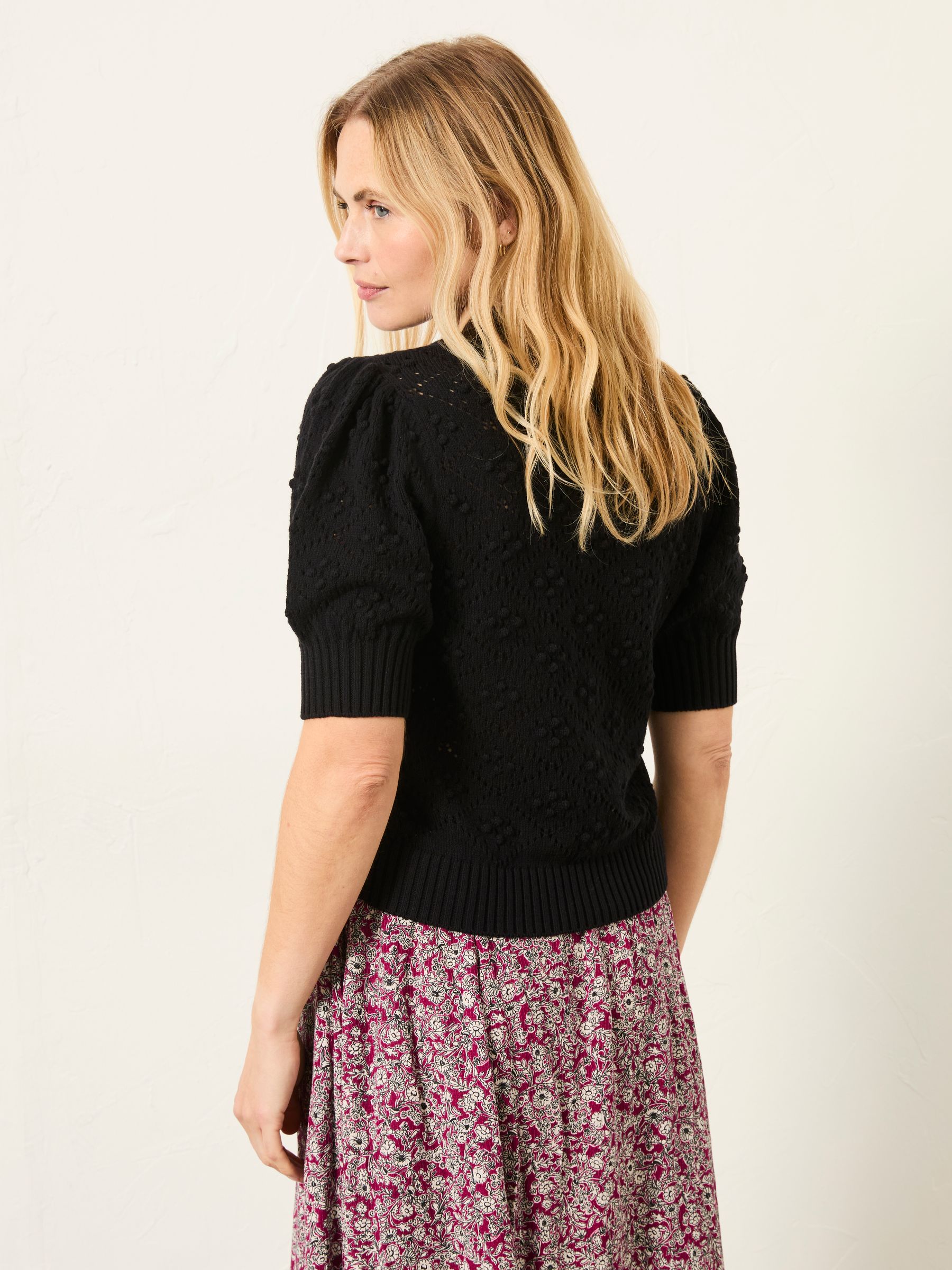 Clover Black Knitted Short Sleeve Cardigan - Image 2 of 5