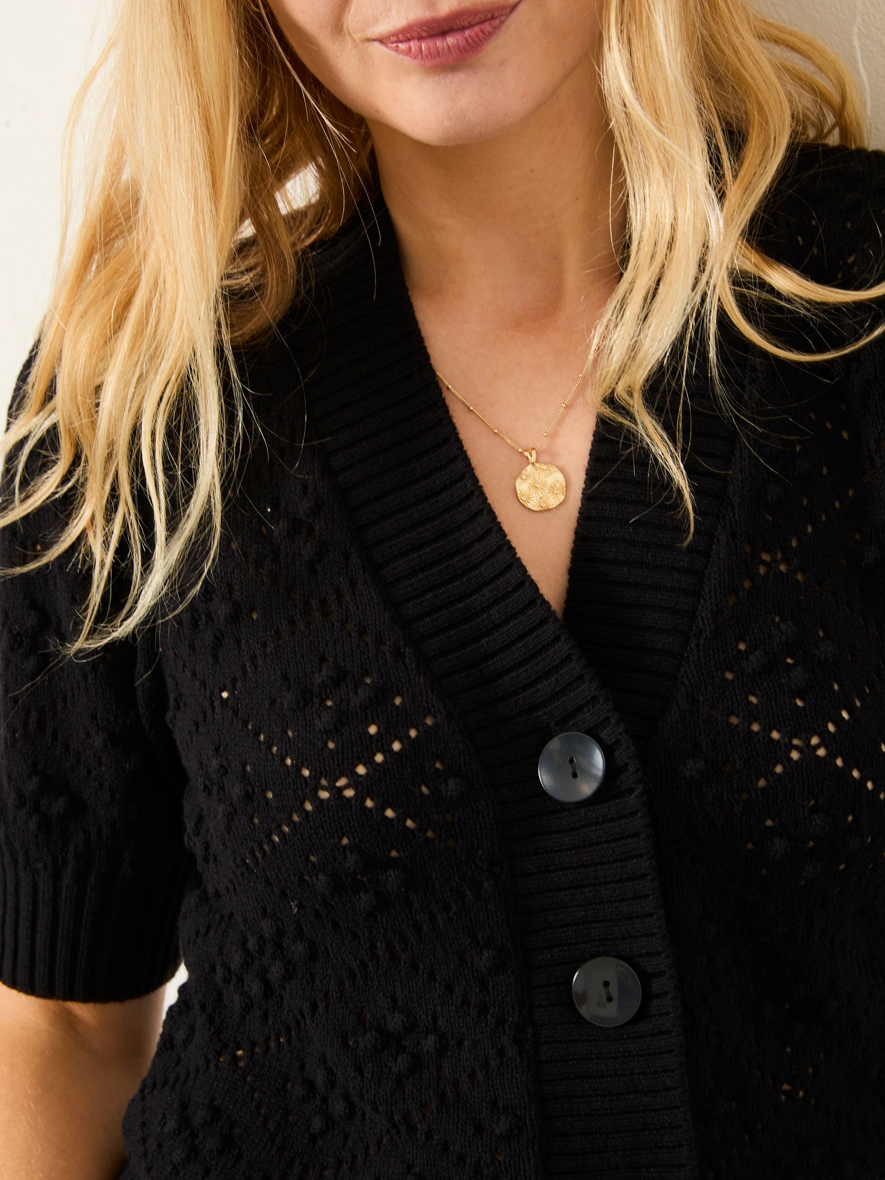 Clover Black Knitted Short Sleeve Cardigan - Image 3 of 5