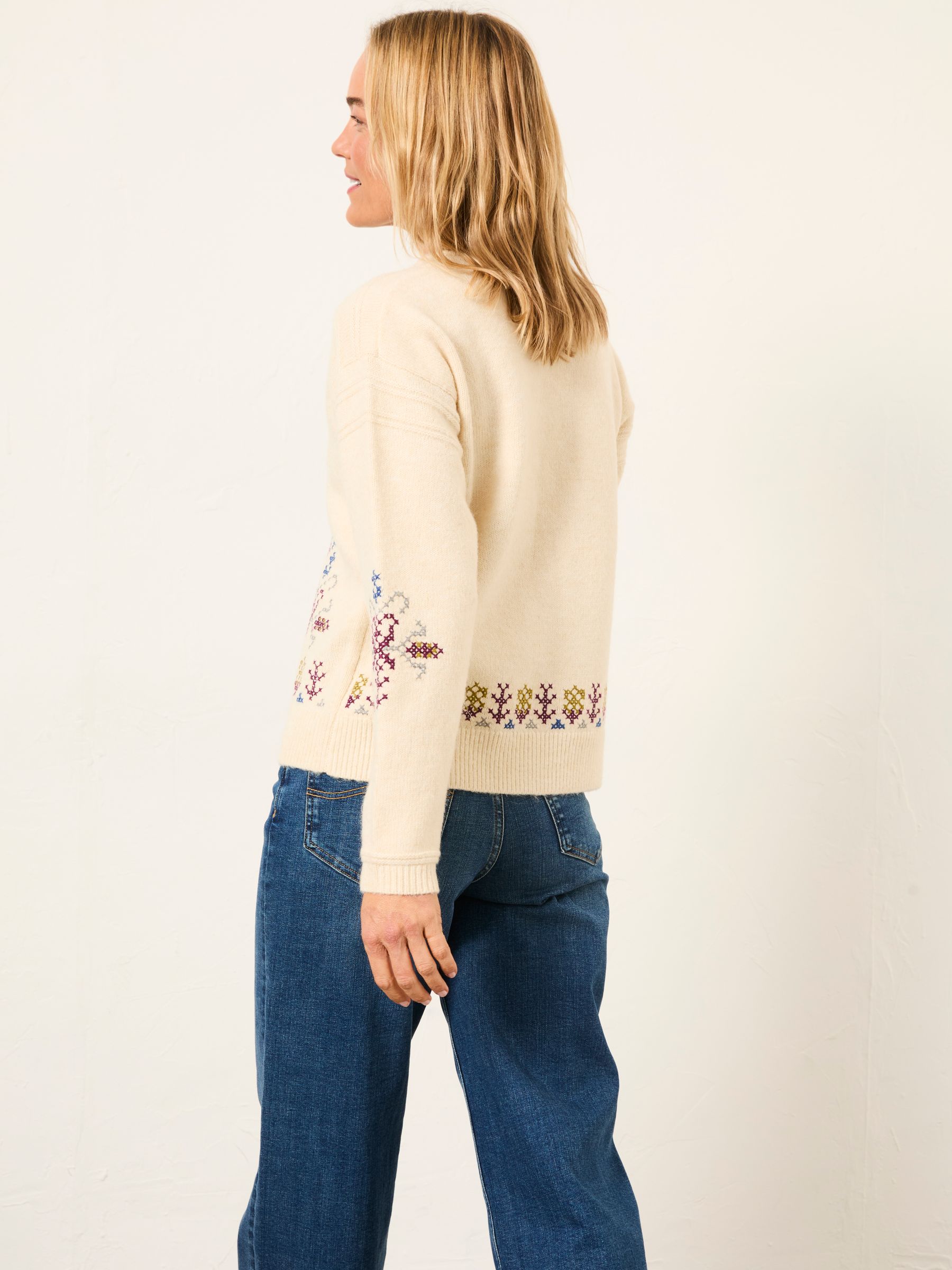 Ida Natural Knitted Floral Jumper - Image 2 of 5