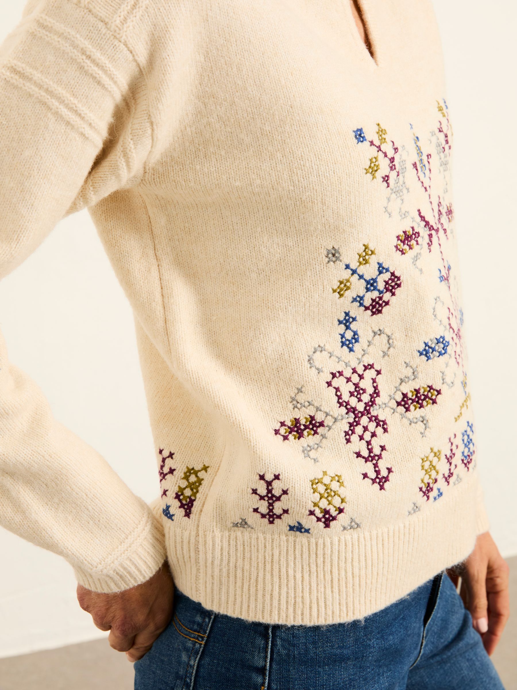 Ida Natural Knitted Floral Jumper - Image 3 of 5