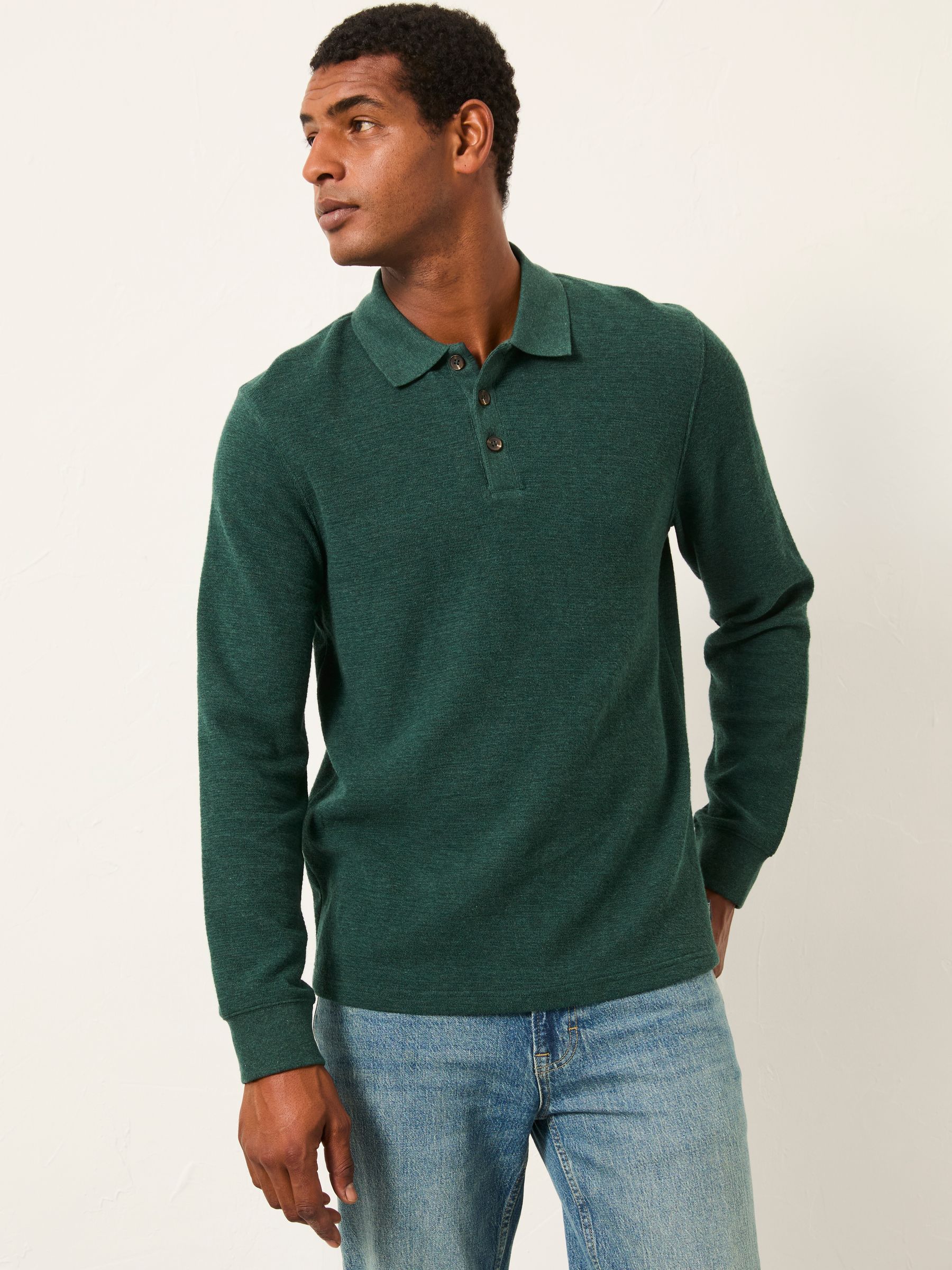 Shawford Green Long Sleeve Polo | FatFace USA