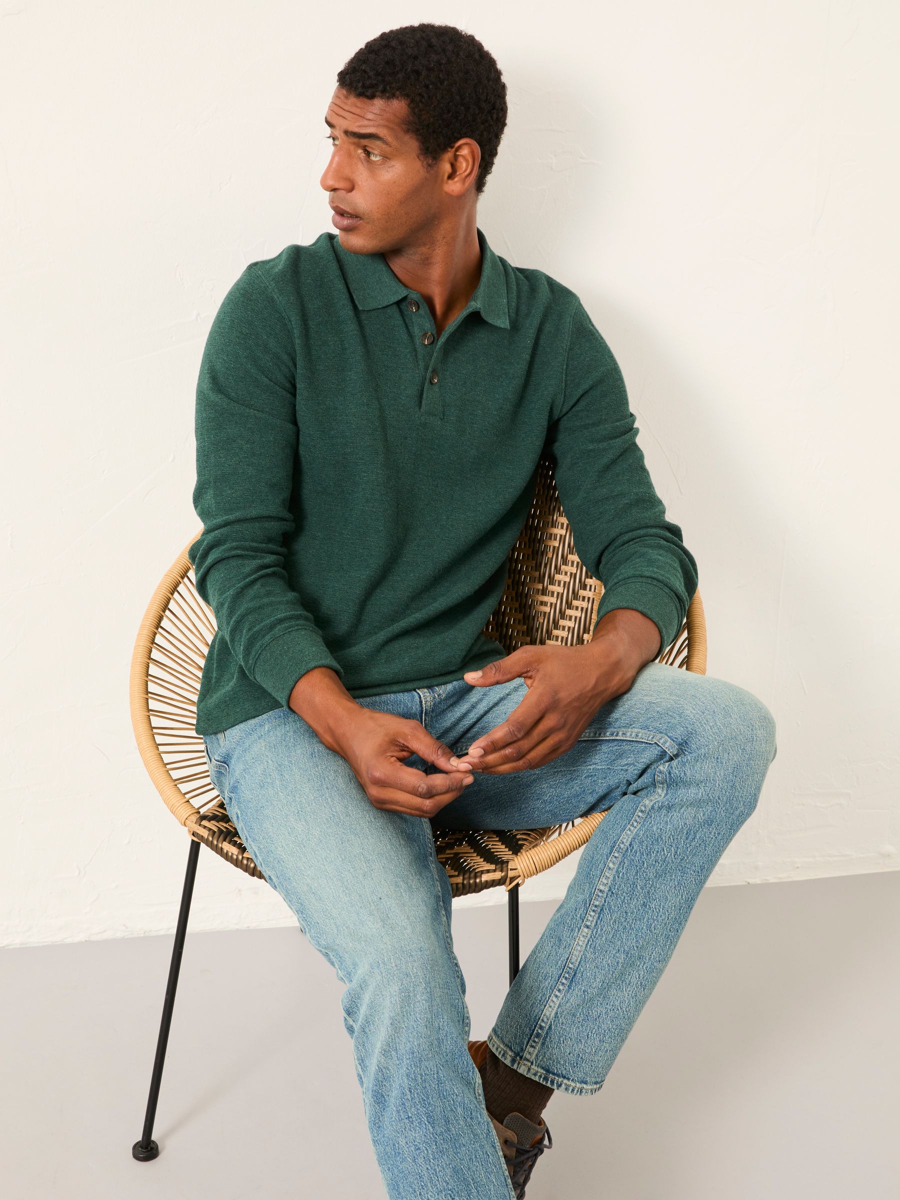 Shawford Green Long Sleeve Polo | FatFace USA