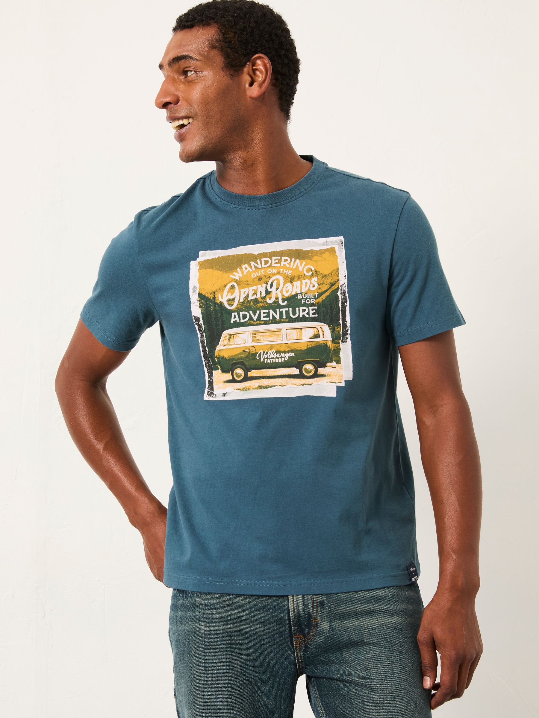 Dark Teal Blue VW Open Road Graphic T-Shirt - Image 1 of 5