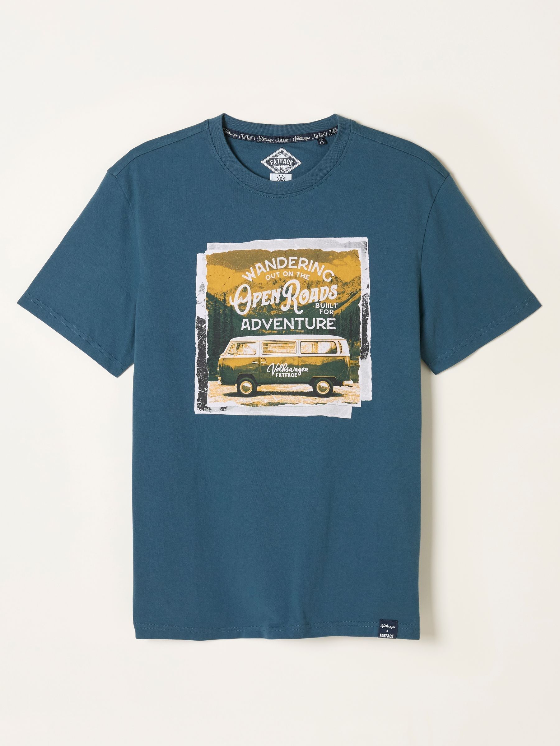 Dark Teal Blue VW Open Road Graphic T-Shirt | FatFace USA
