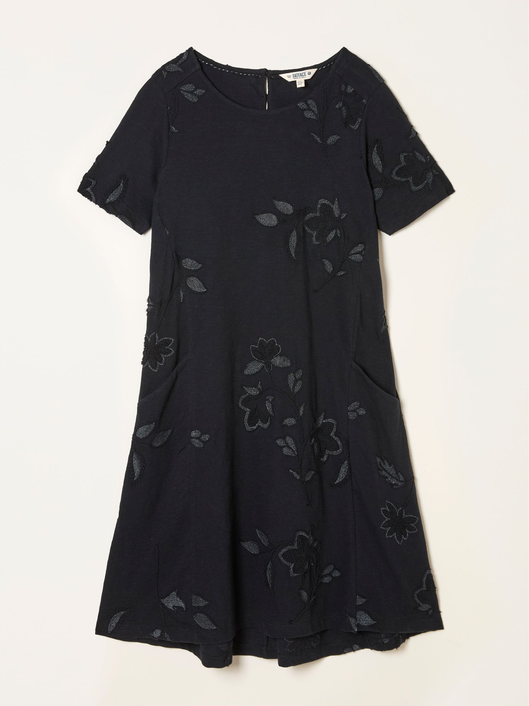 Simone Black Regular Embroidered Jersey Dress - Image 5 of 5
