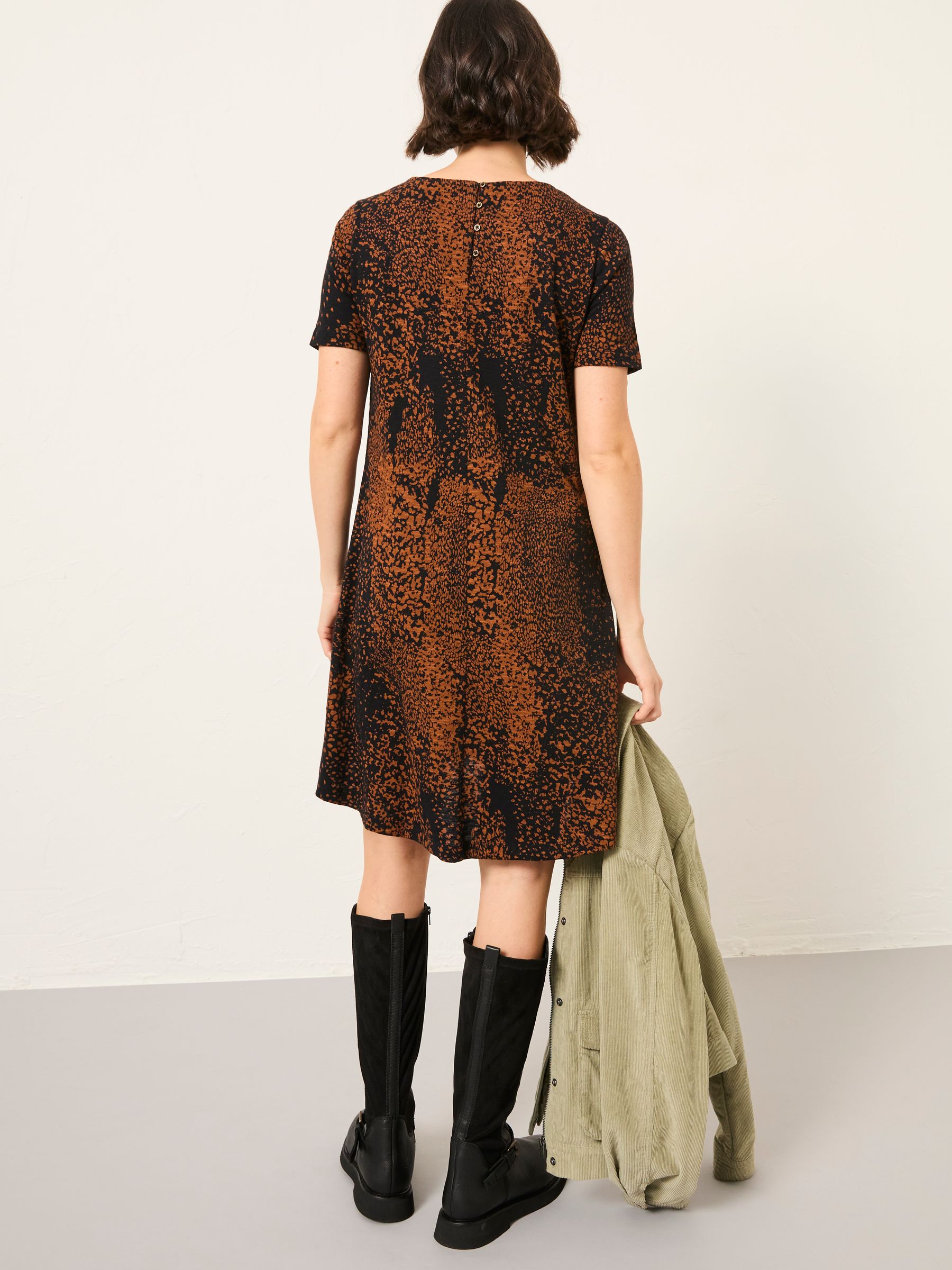 Simone Black Layered Animal Regular Jersey Dress - Image 2 of 5