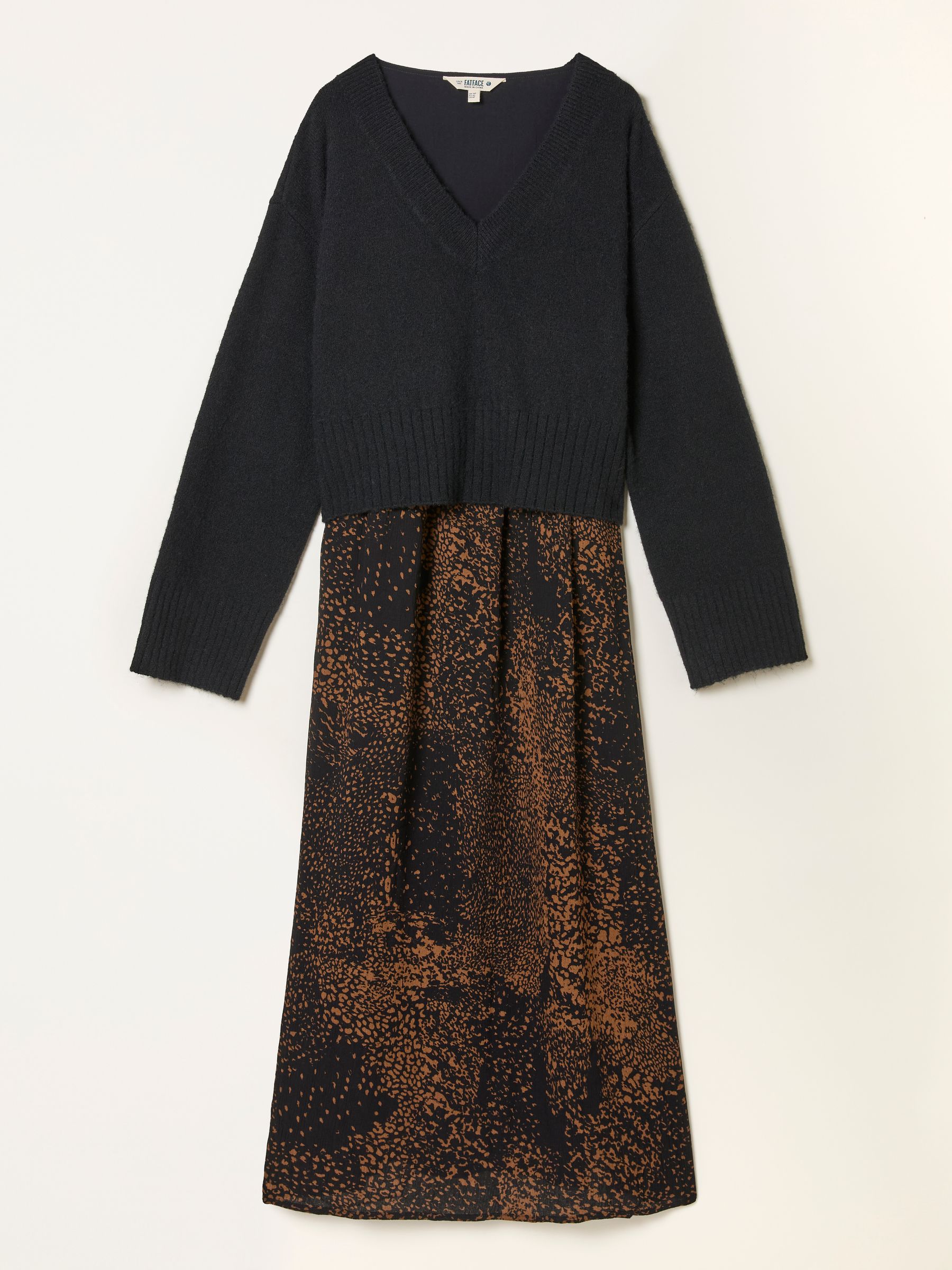 Aileen Black Layered Animal Regular 2 in 1 Midi Dress - Image 6 of 6