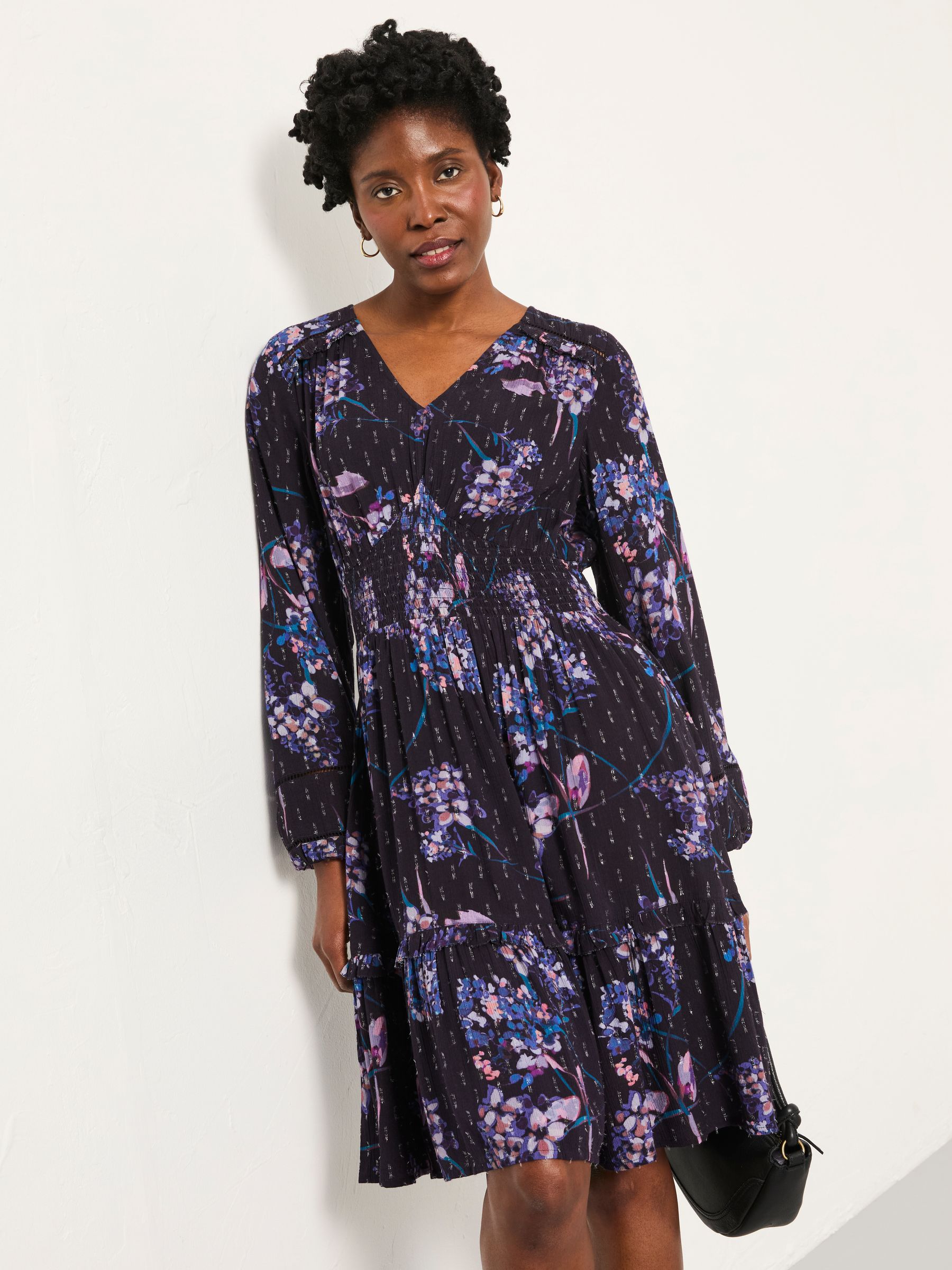 Pippa Dark Purple Heritage Floral Regular Dress - Image 3 of 6
