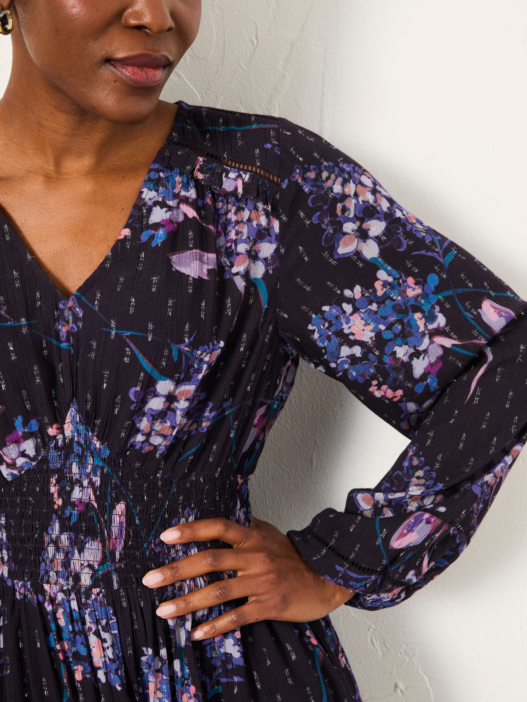 Pippa Dark Purple Heritage Floral Regular Dress - Image 4 of 6
