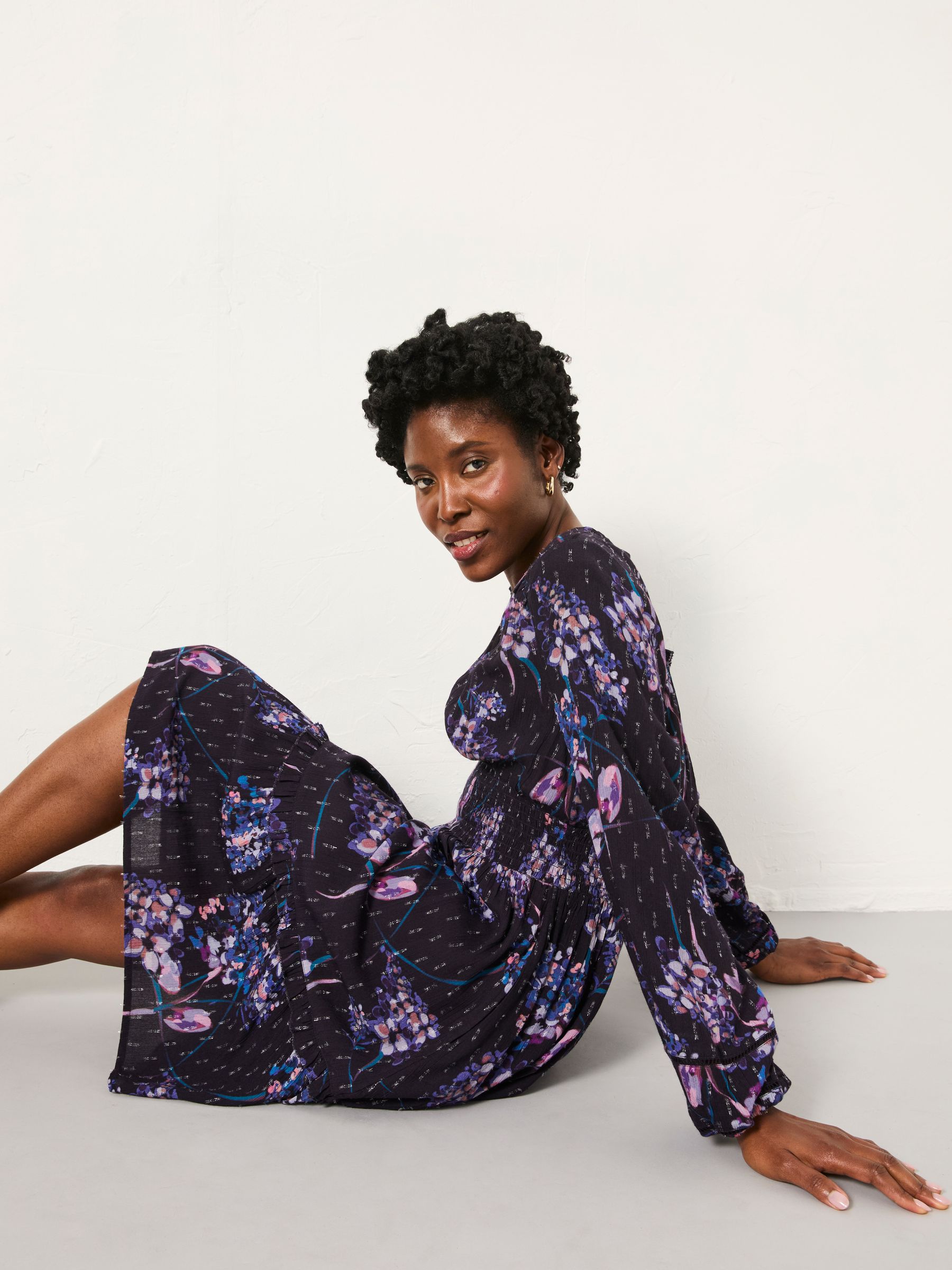 Pippa Dark Purple Heritage Floral Regular Dress - Image 5 of 6