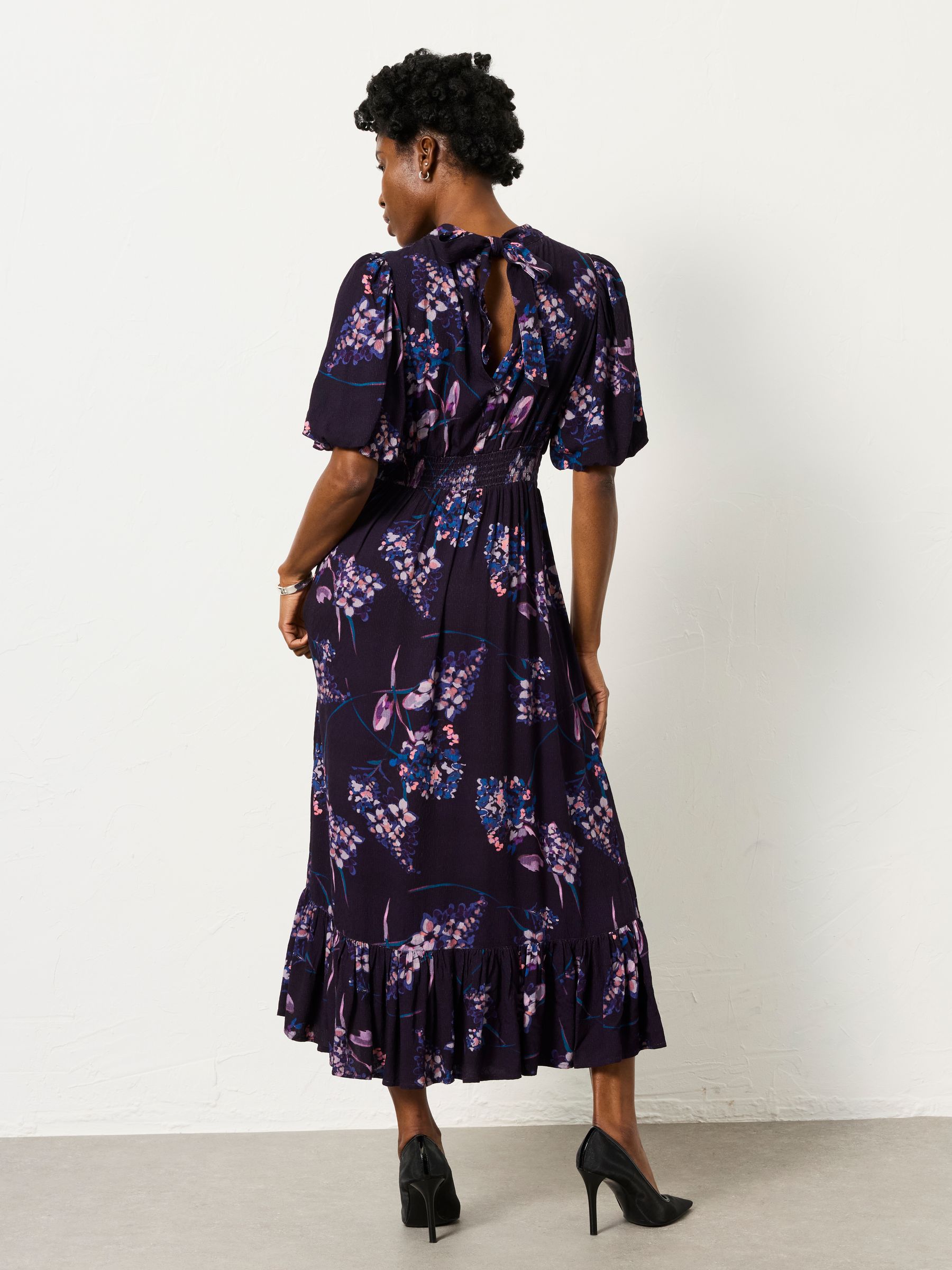 Fat Face - Dark Purple Heritage Floral - Mila Dark Purple Heritage Floral Regular Midi Dress Fat Face - Dark Purple Heritage Floral - Mila Dark Purple Heritage Floral Regular Midi Dress