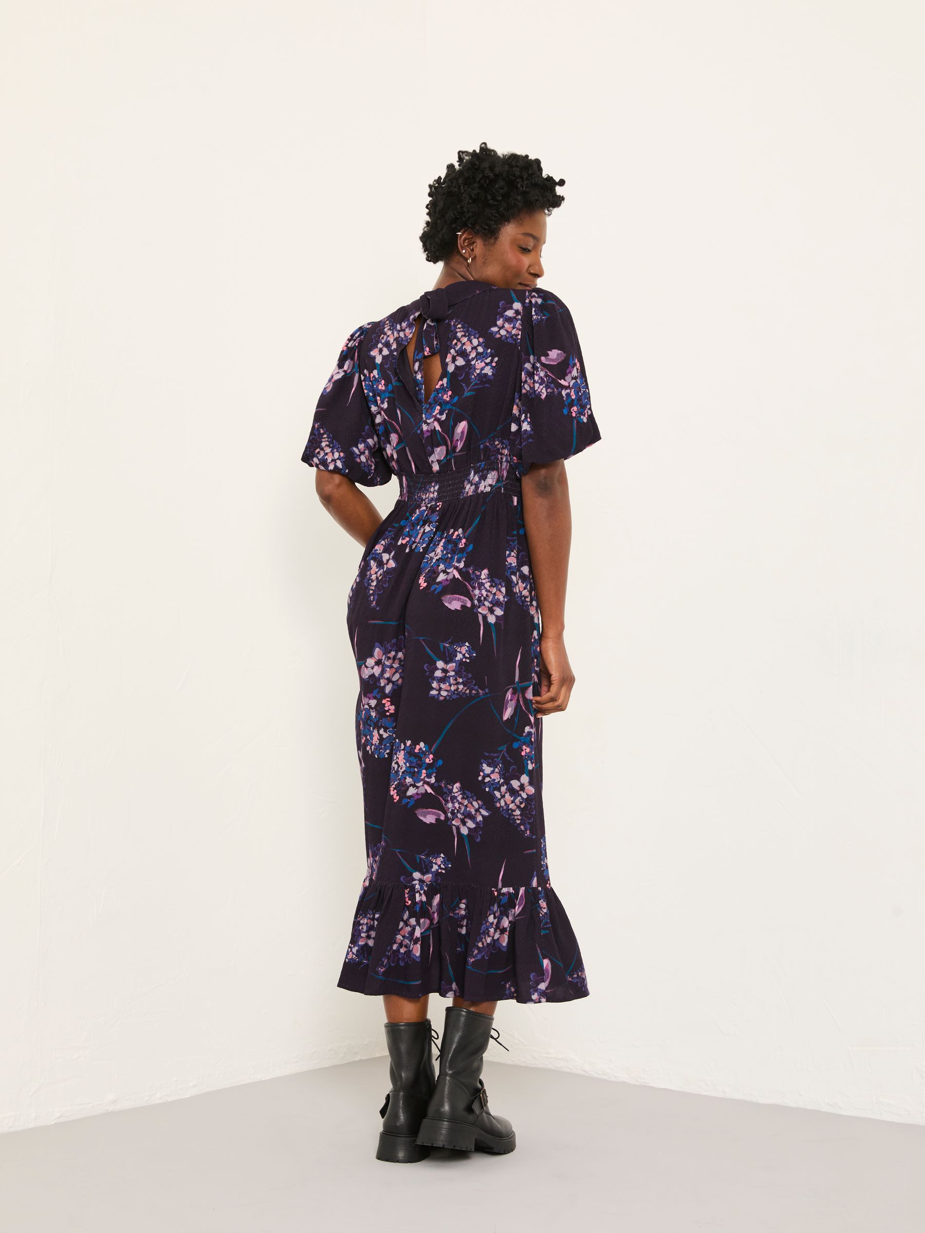 Mila Dark Purple Heritage Floral Regular Midi Dress - Image 2 of 6 Mila Dark Purple Heritage Floral Regular Midi Dress - Image 2 of 6