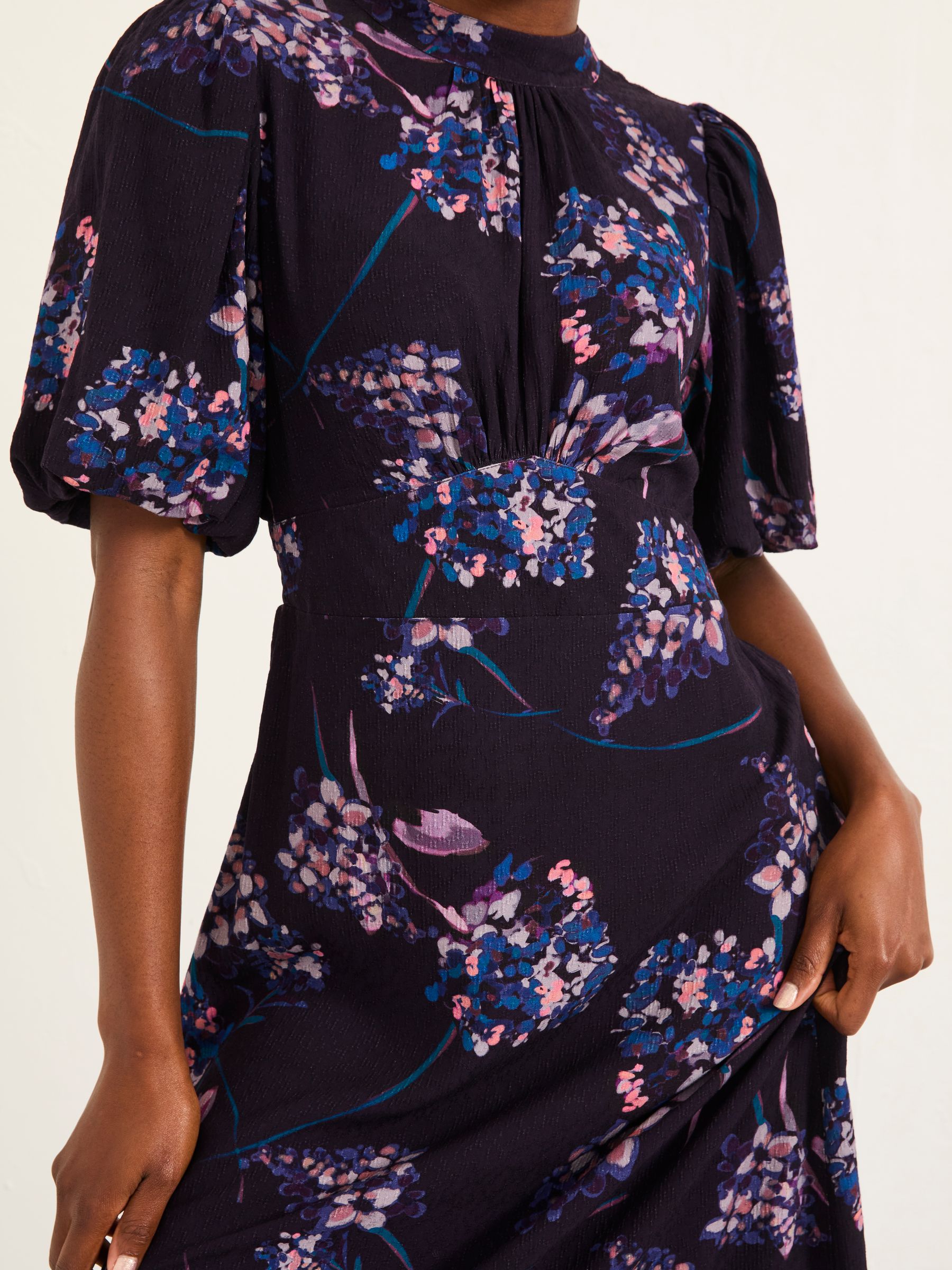 Mila Dark Purple Heritage Floral Regular Midi Dress - Image 5 of 6