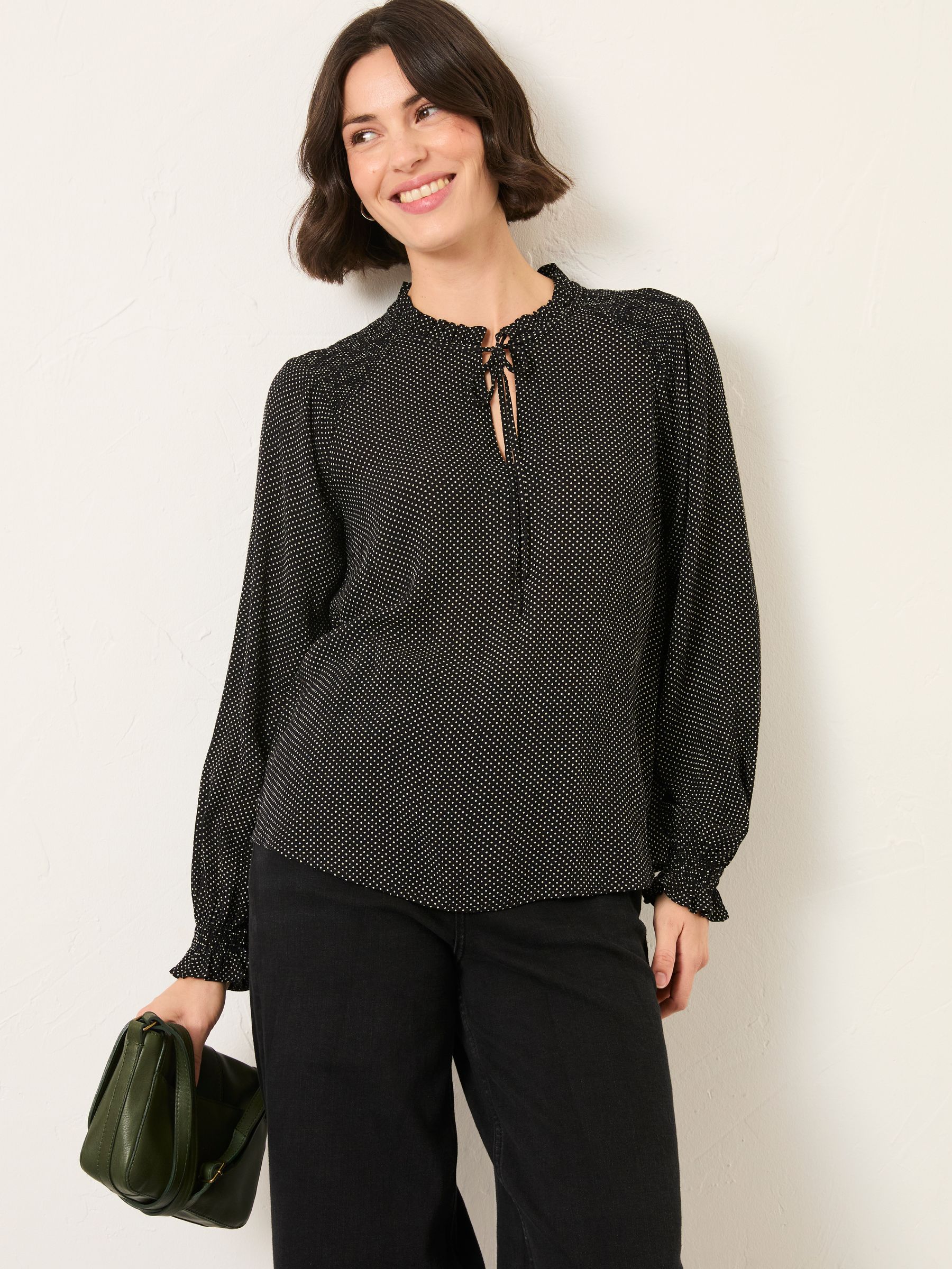 Lucy Black Pin Spot Blouse - Image 1 of 6