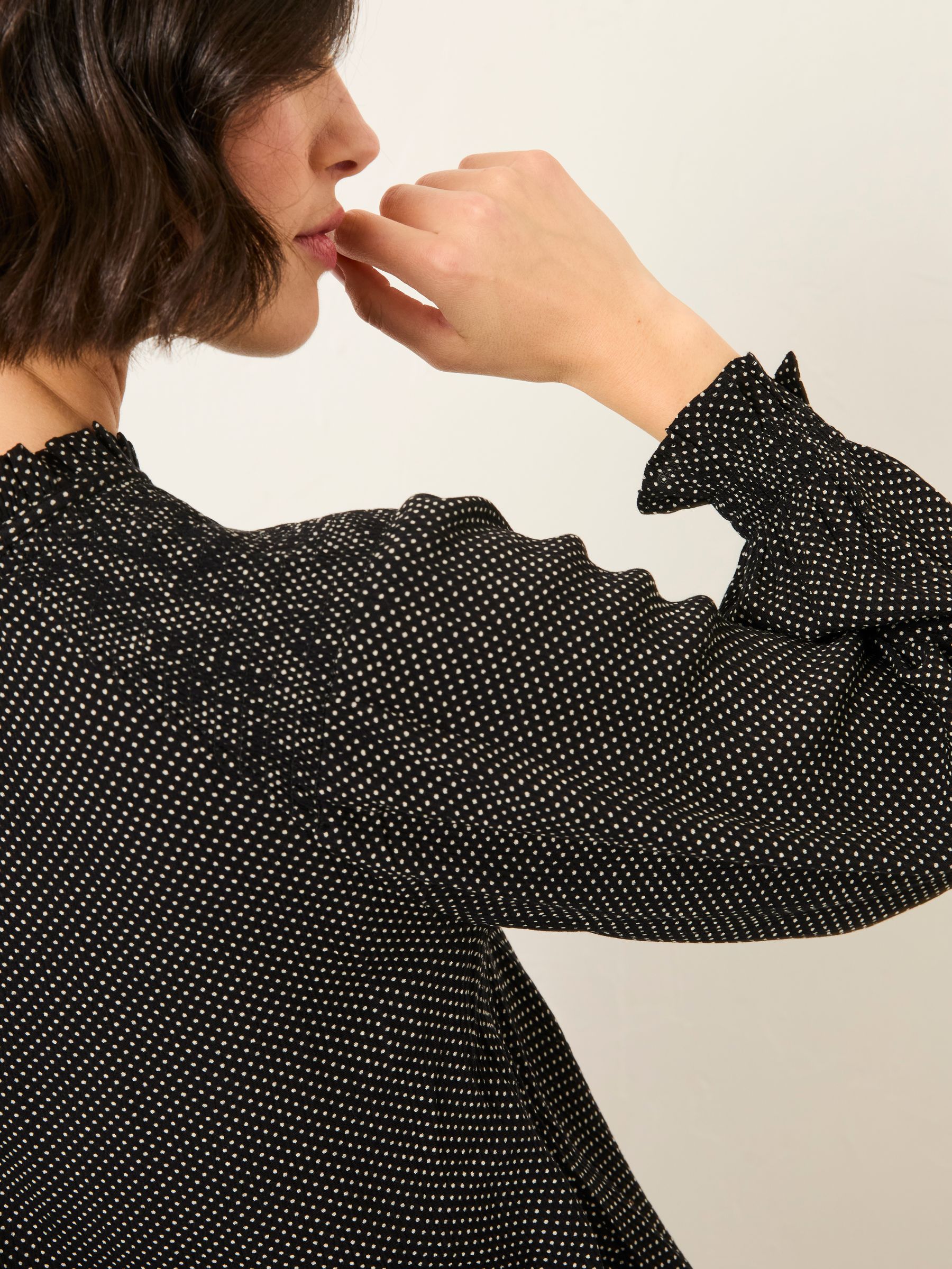 Lucy Black Pin Spot Blouse - Image 3 of 6