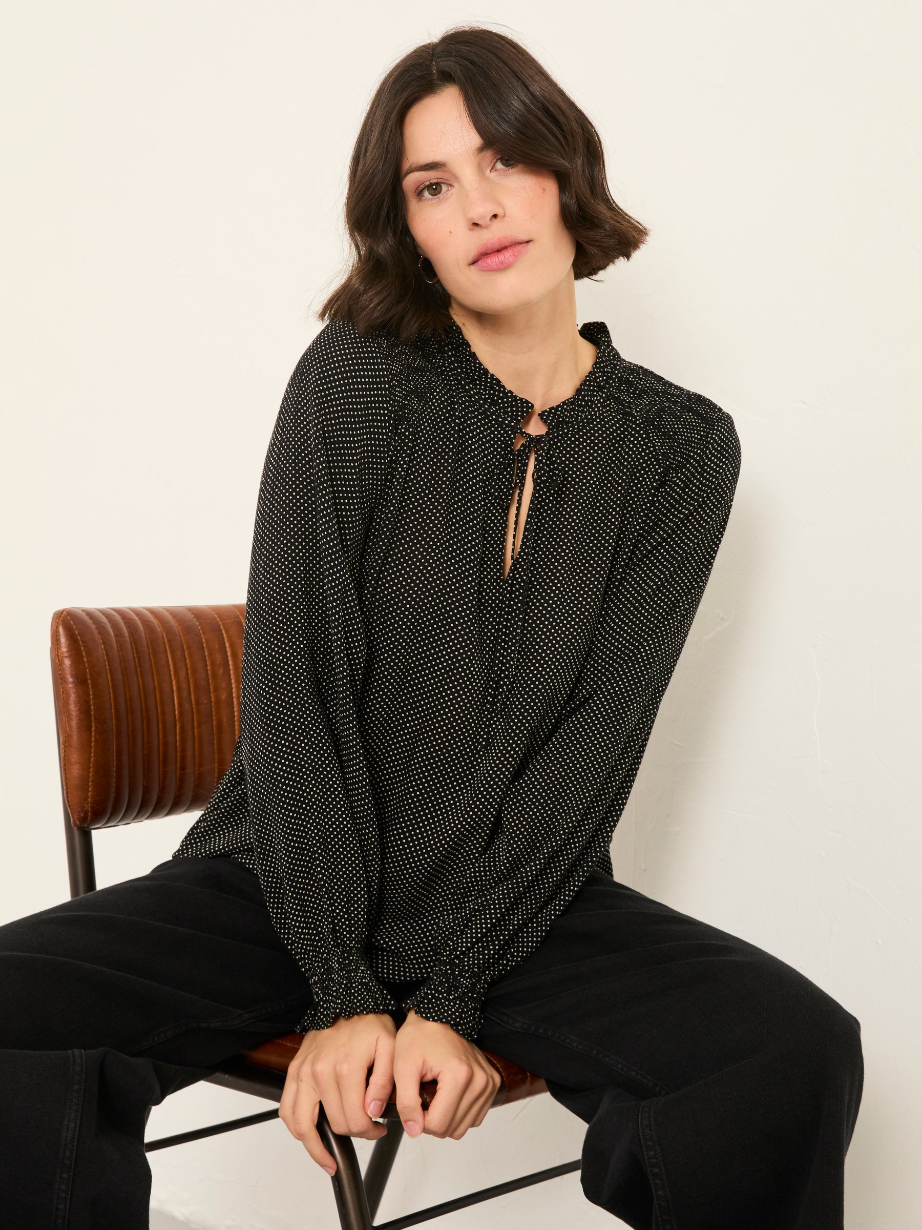 Lucy Black Pin Spot Blouse - Image 4 of 6