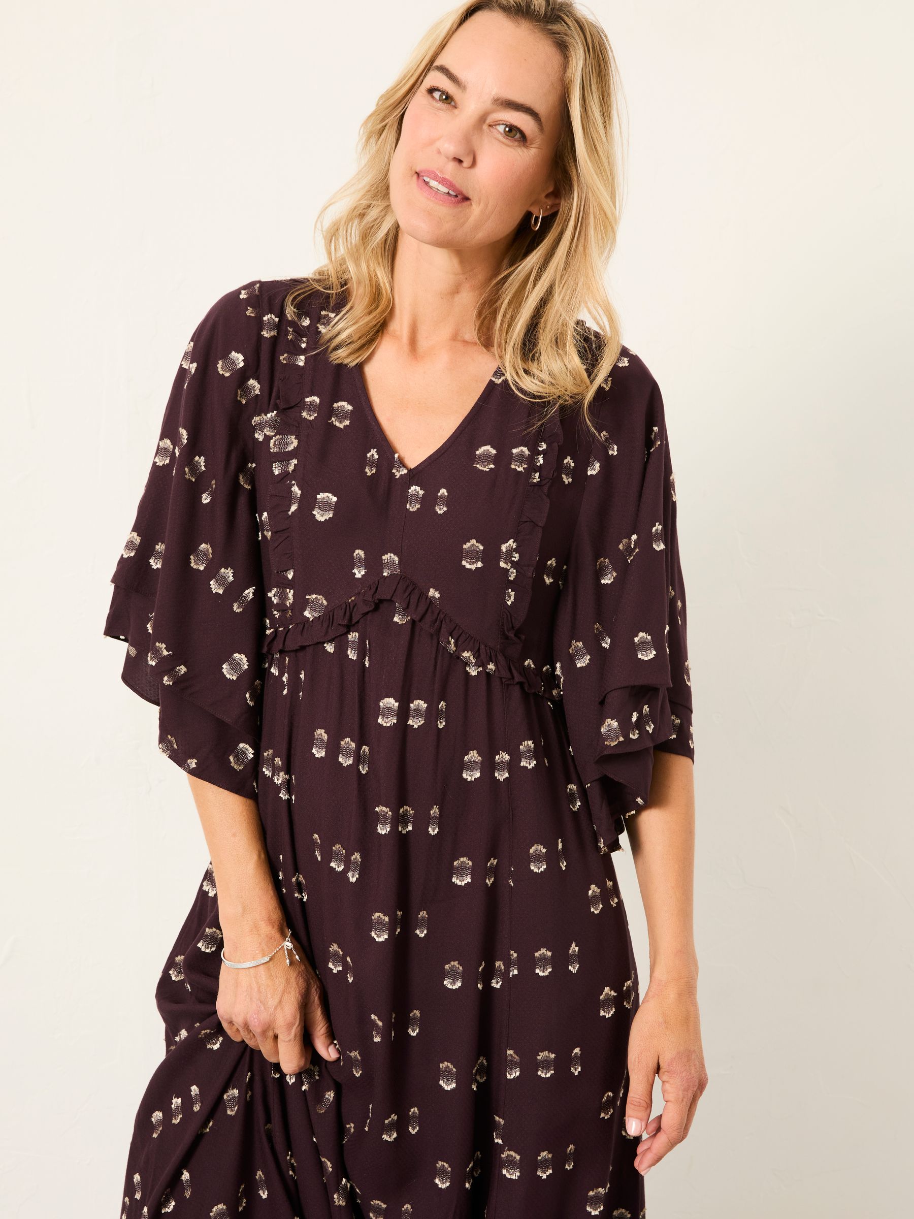 Kim Dark Purple Regular Metallic Midi Dress - Image 5 of 8
