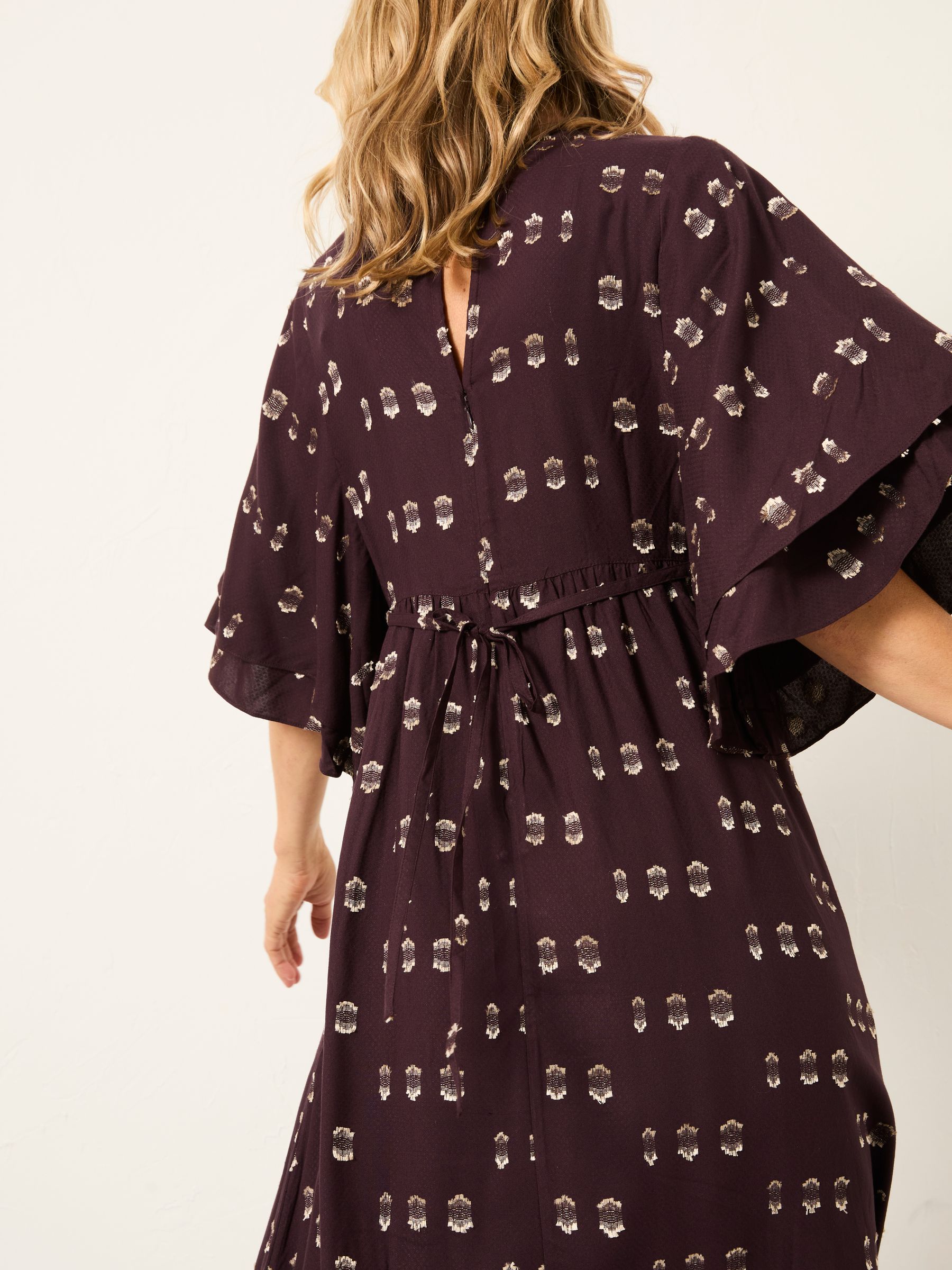 Kim Dark Purple Regular Metallic Midi Dress - Image 6 of 8
