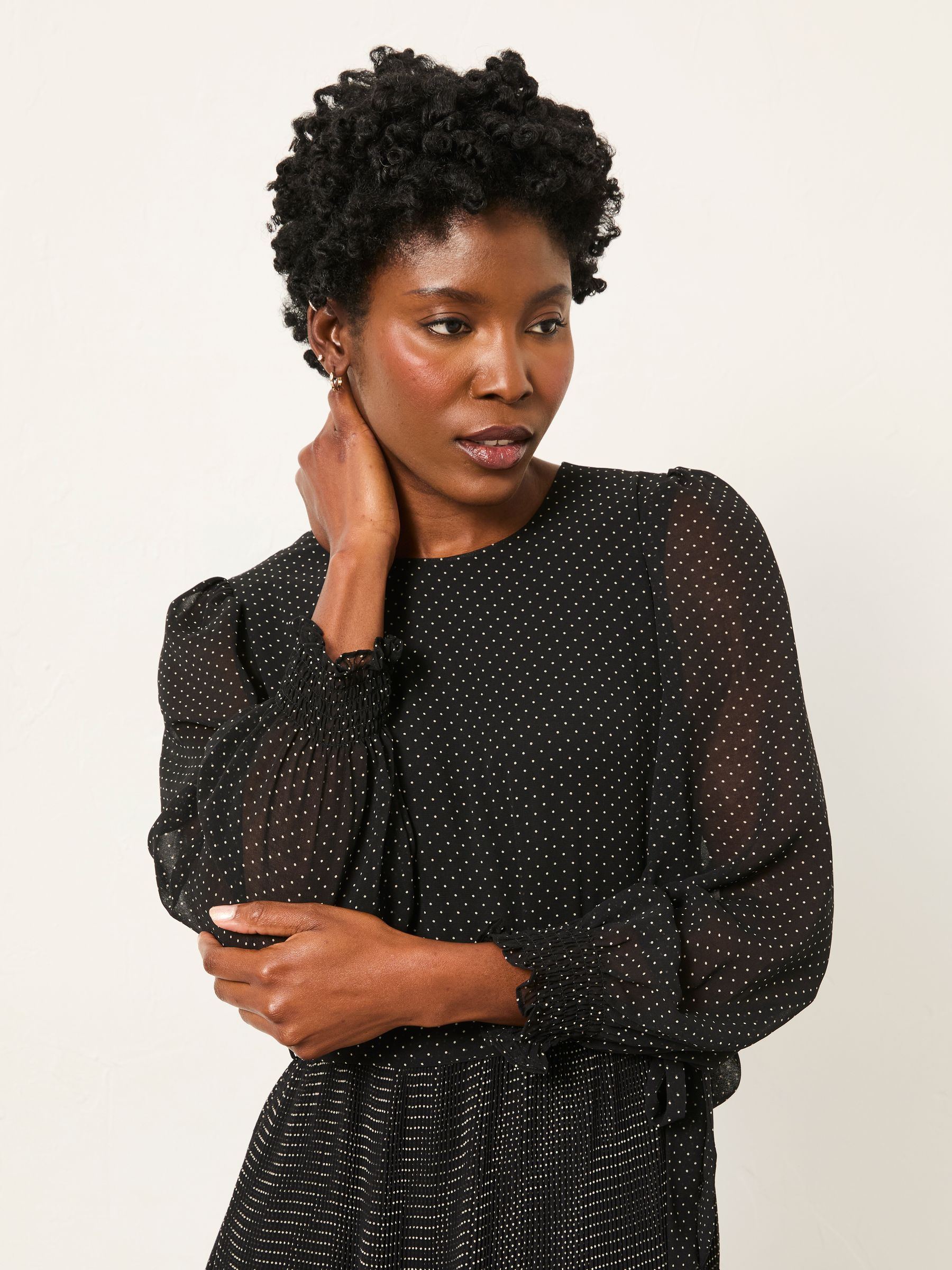 Darcy Black Pin Spot Regular Darcy Midi Dress - Image 5 of 6