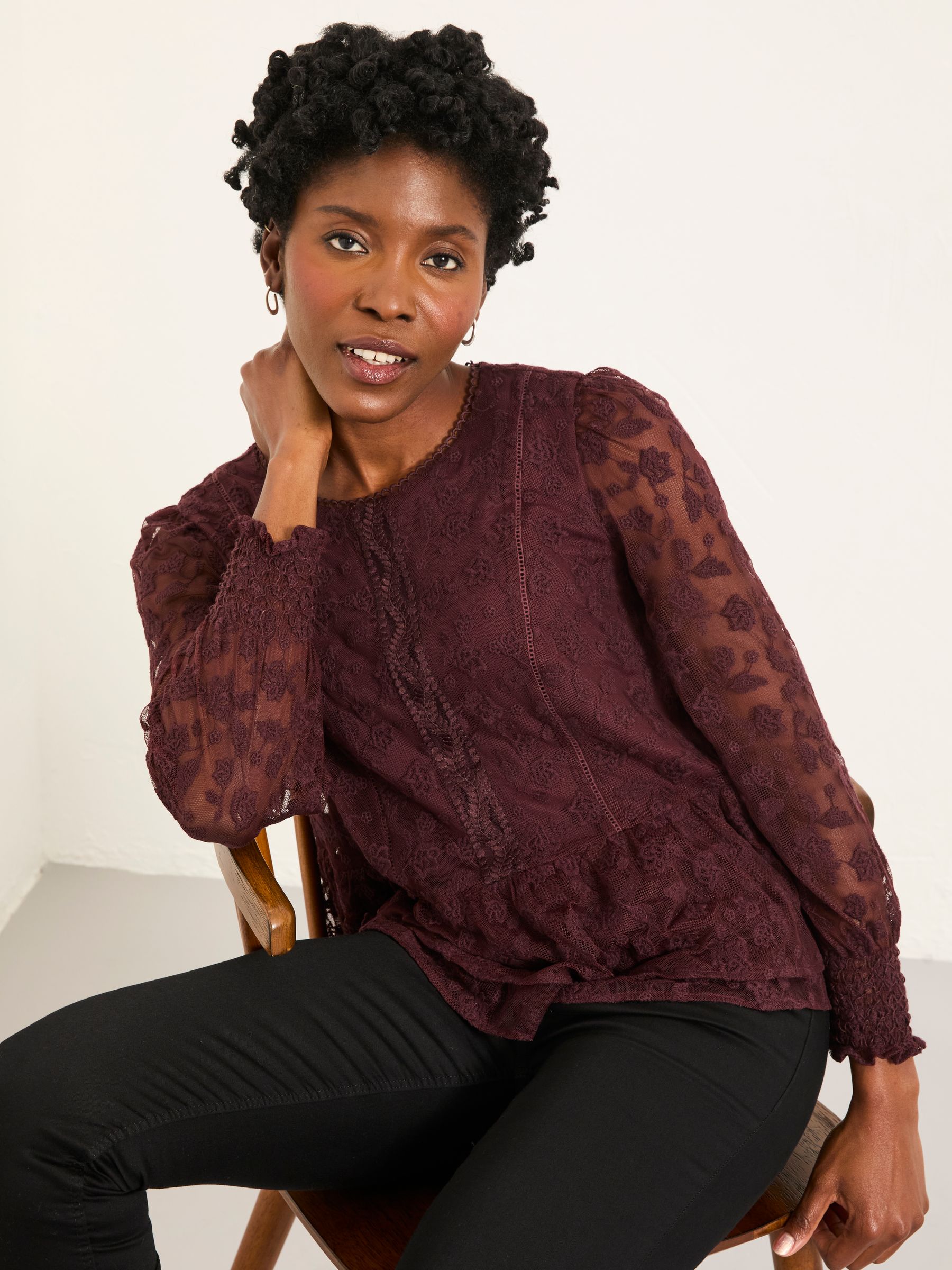Marianne Dark Purple Lace Top - Image 5 of 6