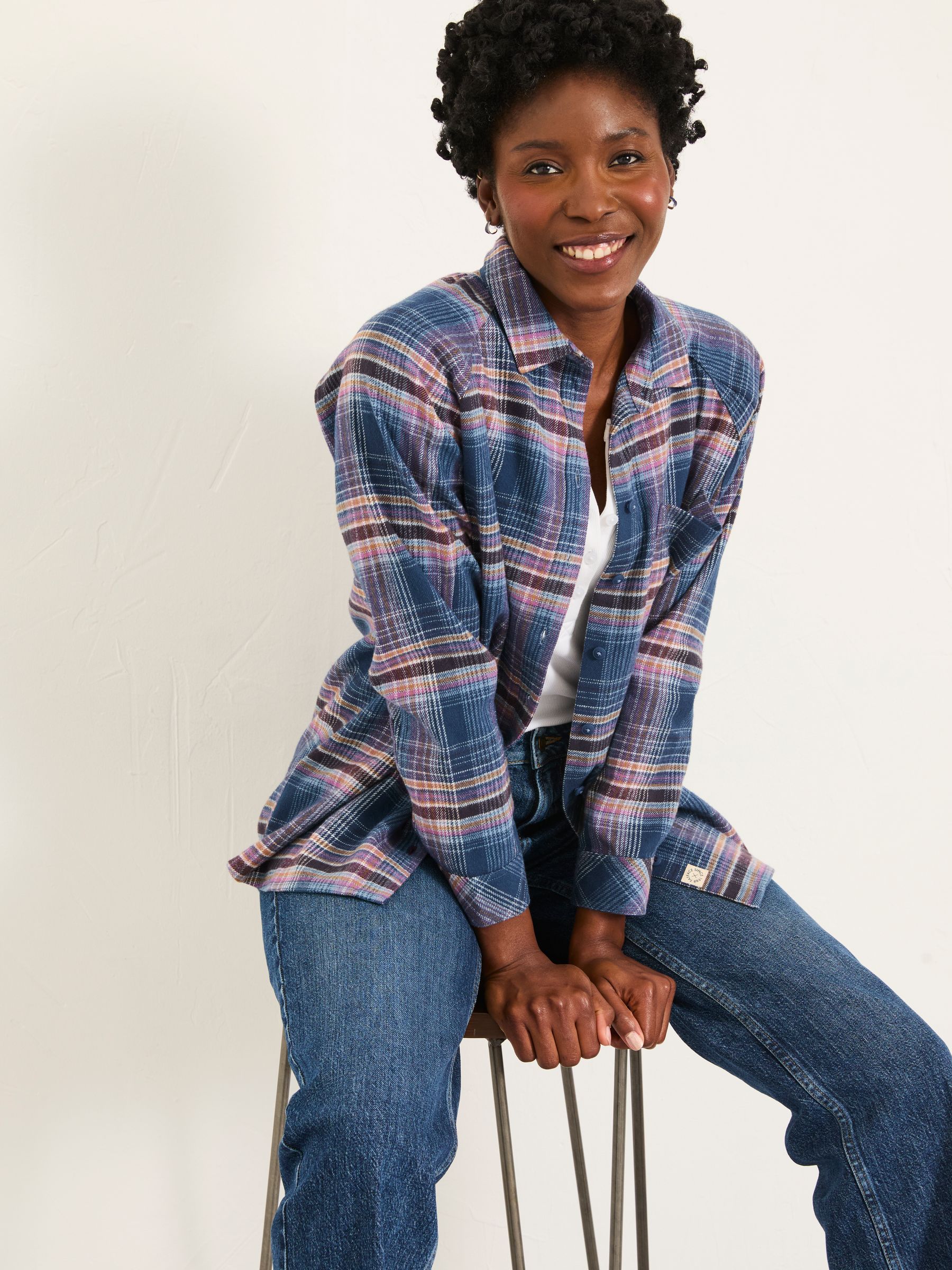 Bessie Blue Long Sleeve Check Shirt | FatFace USA