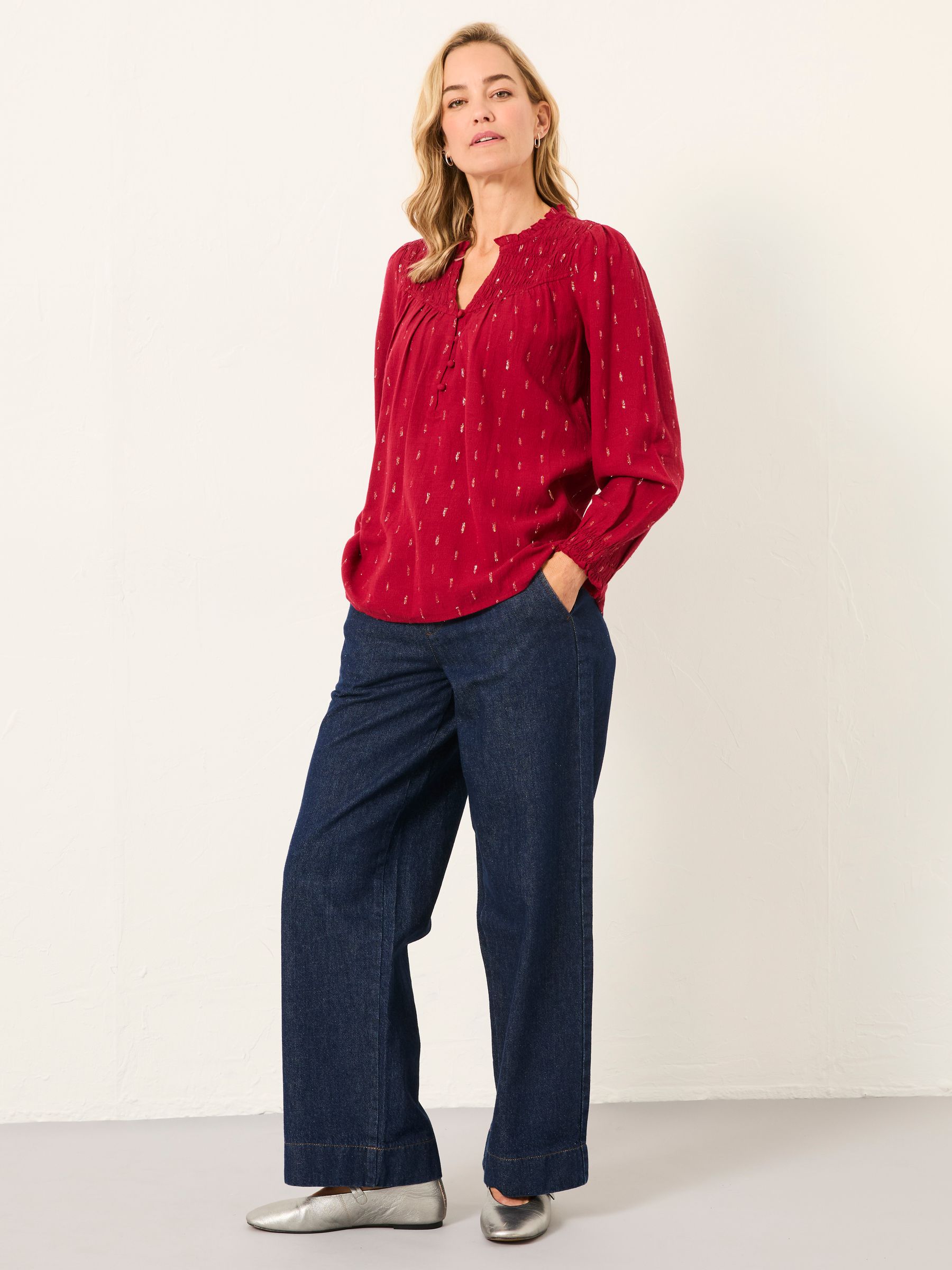 Elsbeth Claret V-Neck Blouse - Image 3 of 6