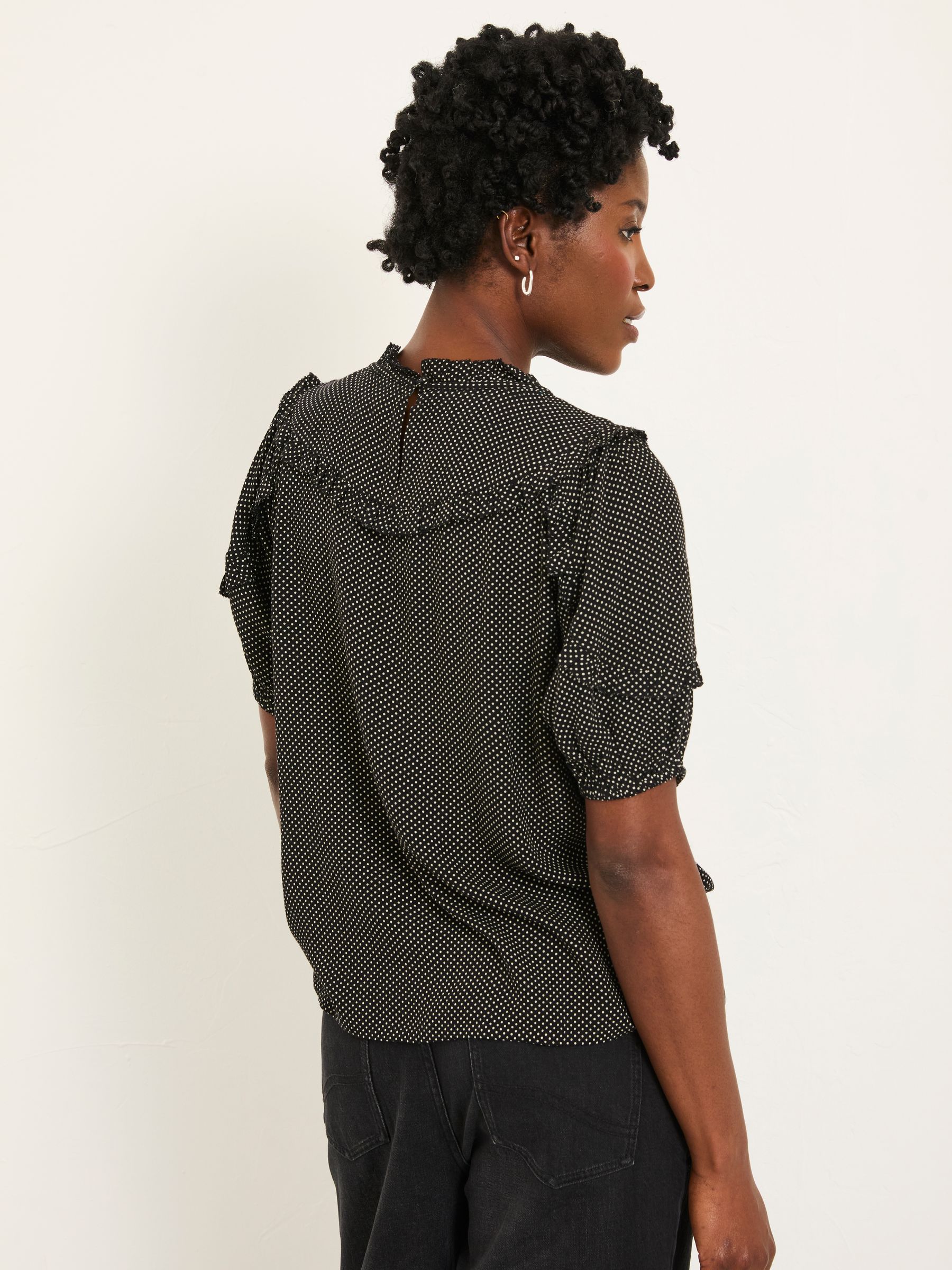 Susie Black Pin Spot Blouse - Image 2 of 6