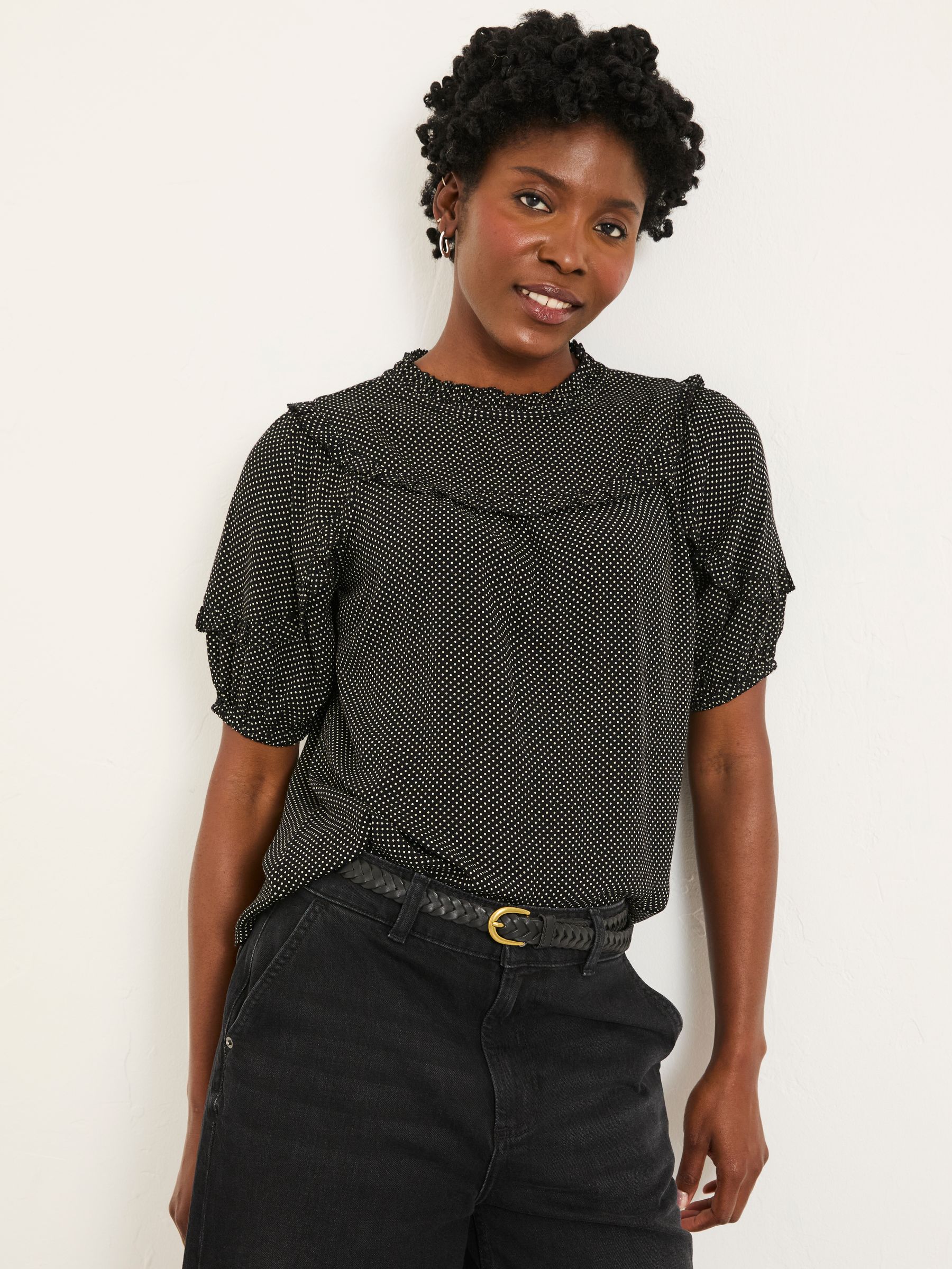 Susie Black Pin Spot Blouse - Image 4 of 6