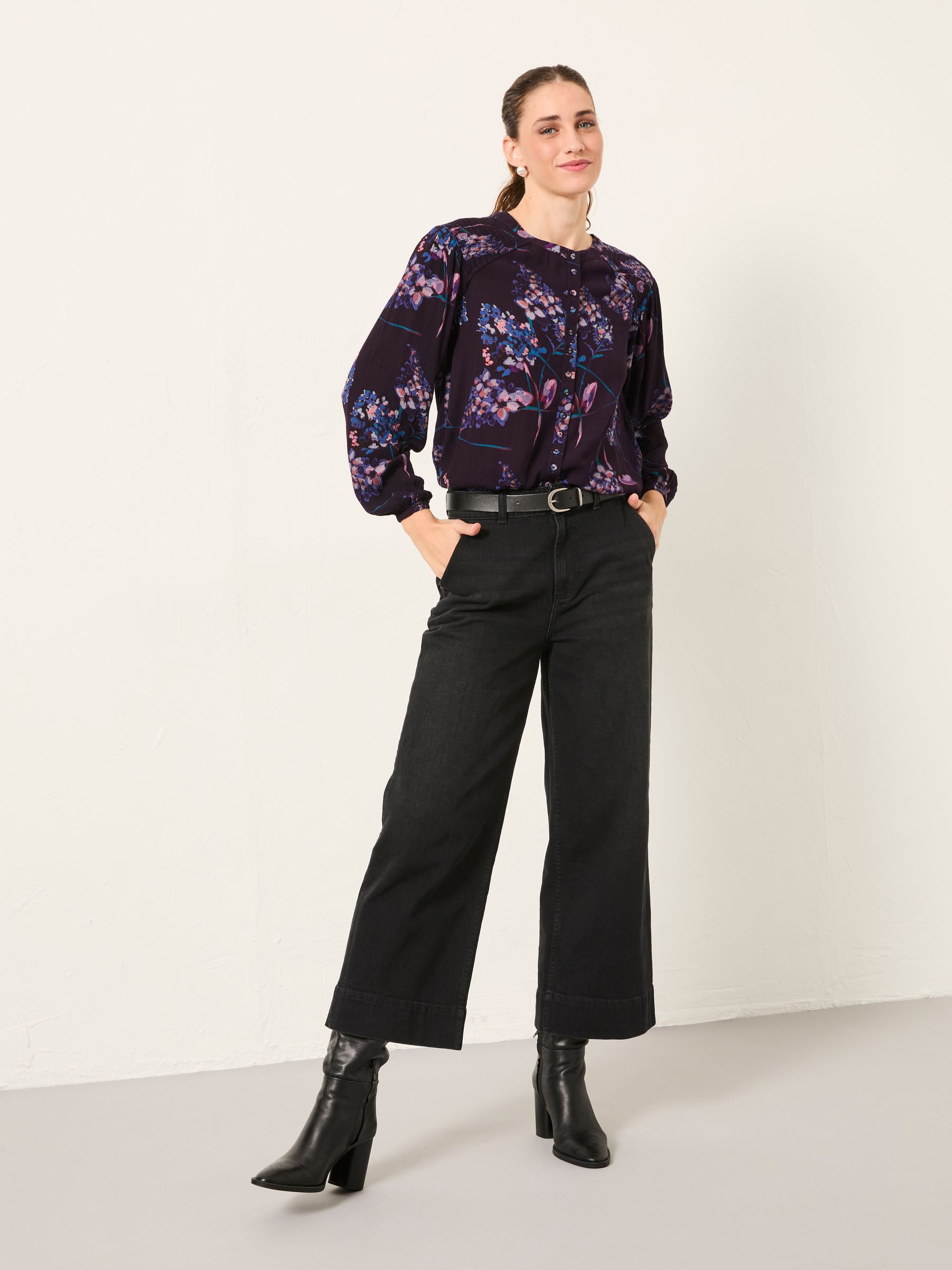 Faye Dark Purple Heritage Floral Tunic - Image 1 of 4