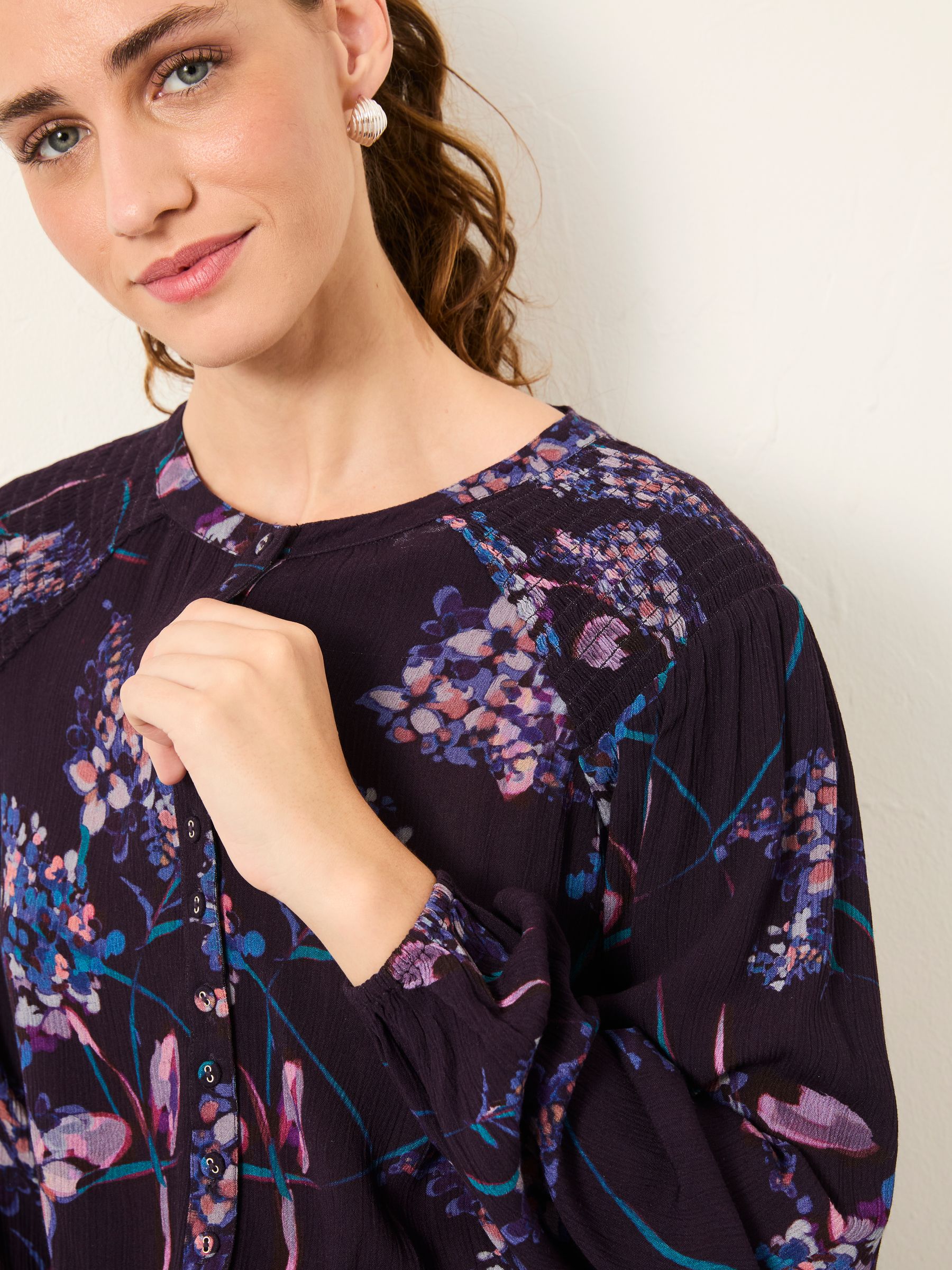 Faye Dark Purple Heritage Floral Tunic - Image 3 of 4