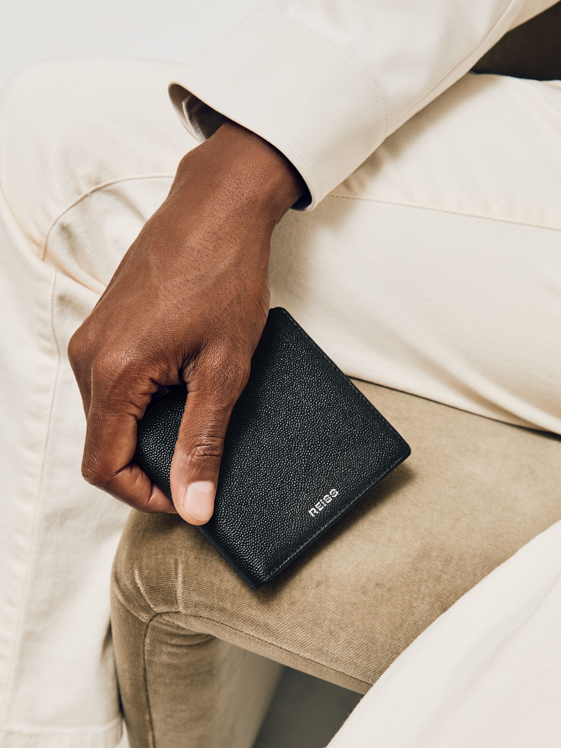 Micro-Grain Leather Wallet in Black - Image 2 of 4
