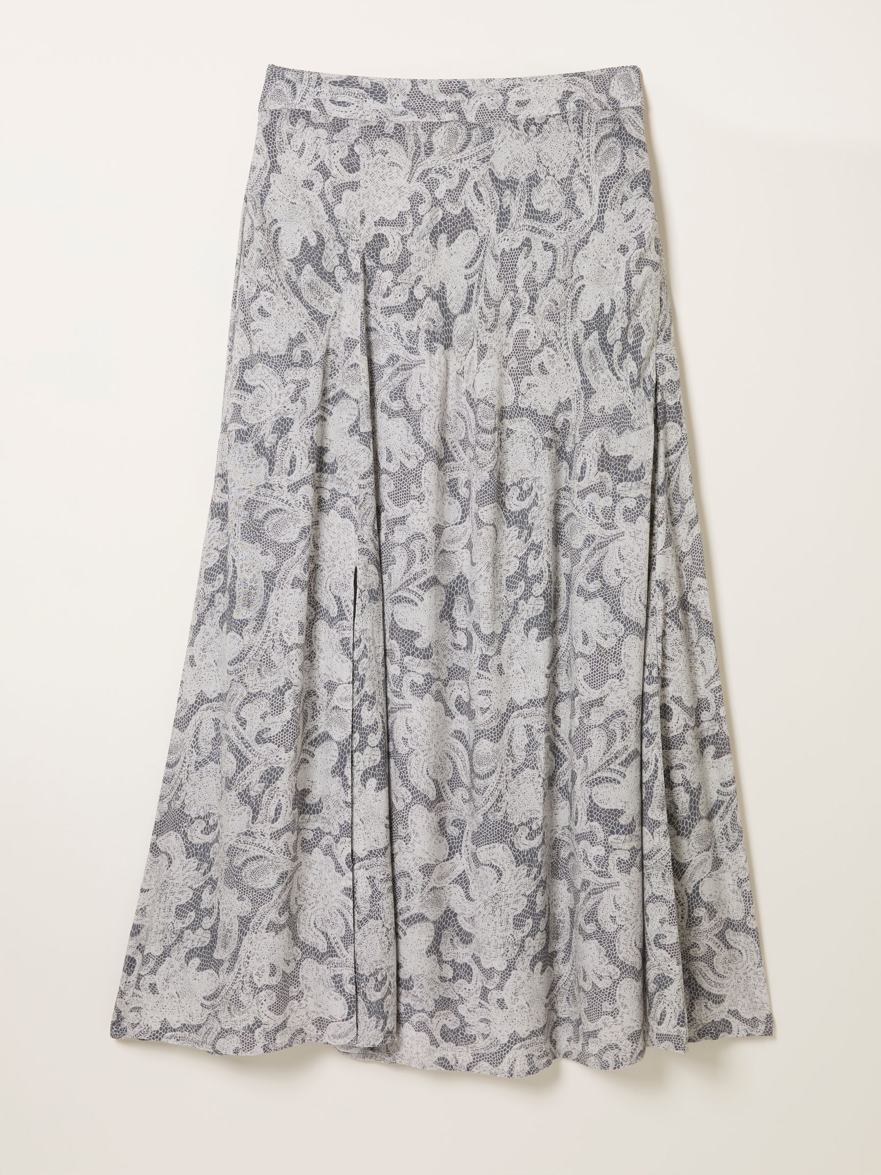 Skye Charcoal Grey Decorative Floral Midi Skirt - Image 6 of 6
