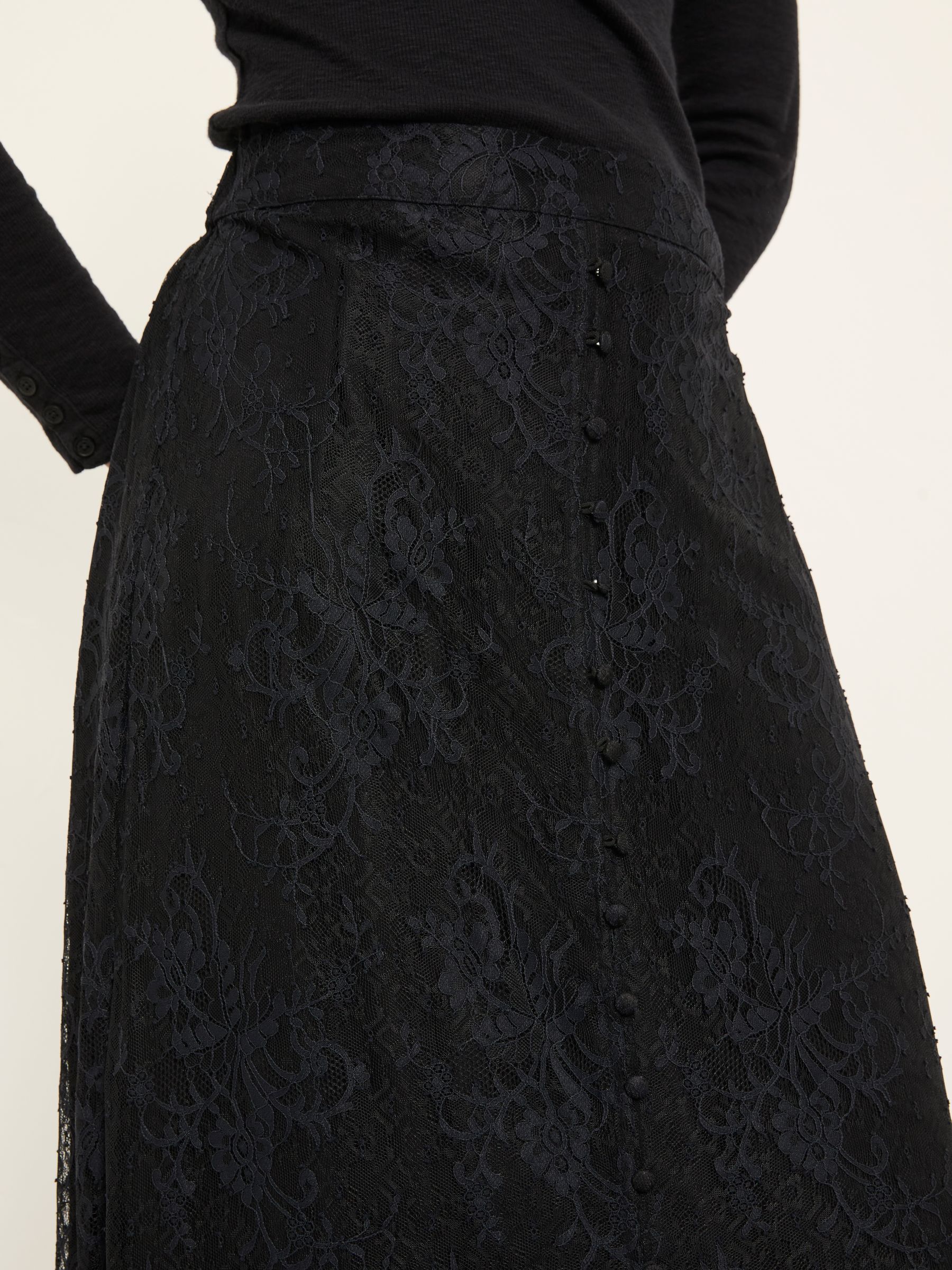 Nancy Black Lace Midi Skirt - Image 4 of 6