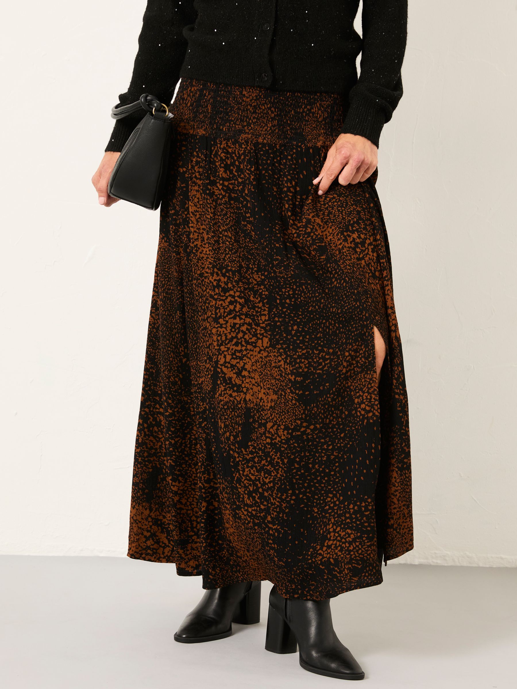 Harper Black Layered Animal Midi Skirt - Image 1 of 6