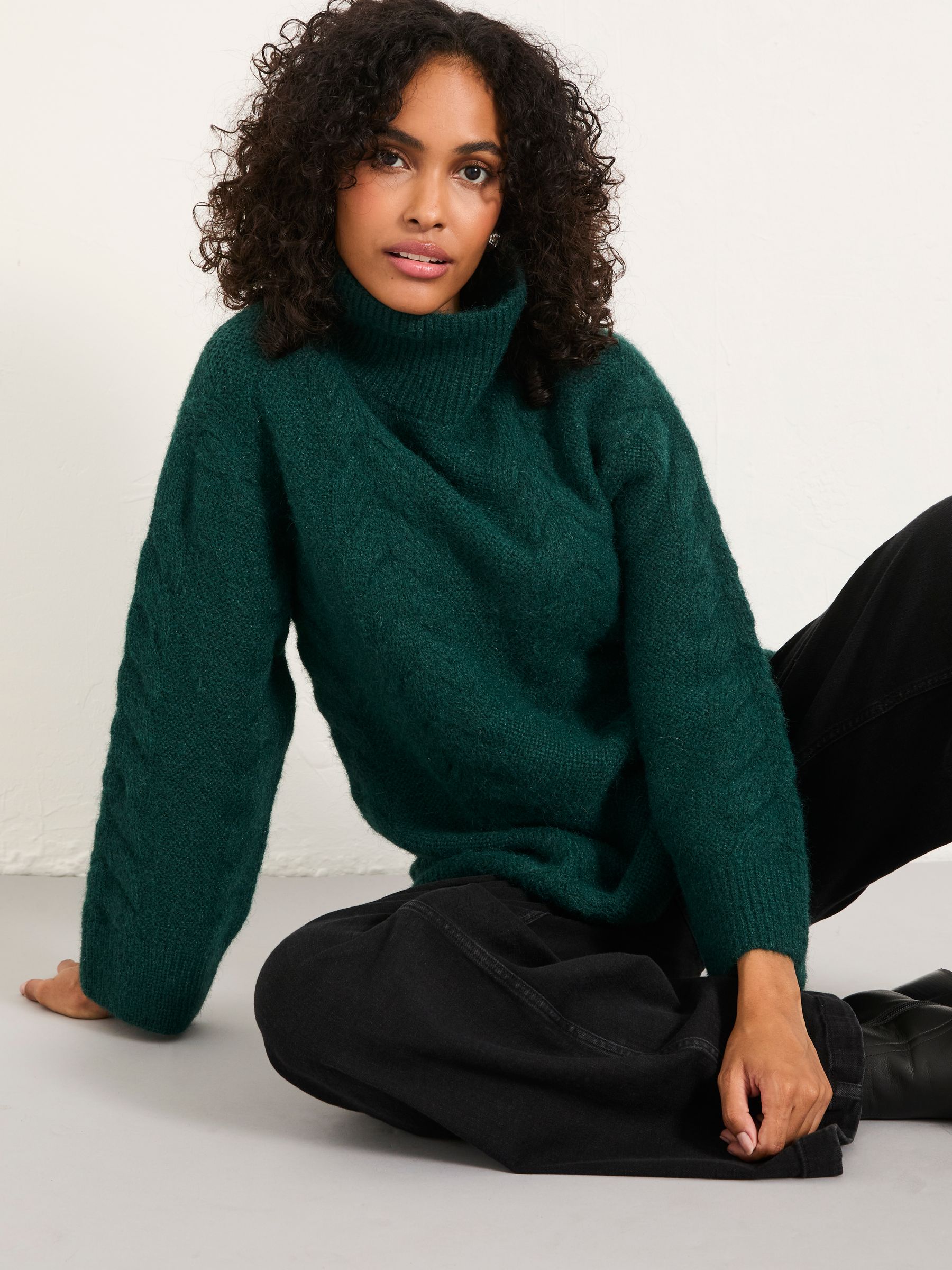 Celia Jade Green Knitted Roll Neck Jumper - Image 6 of 7