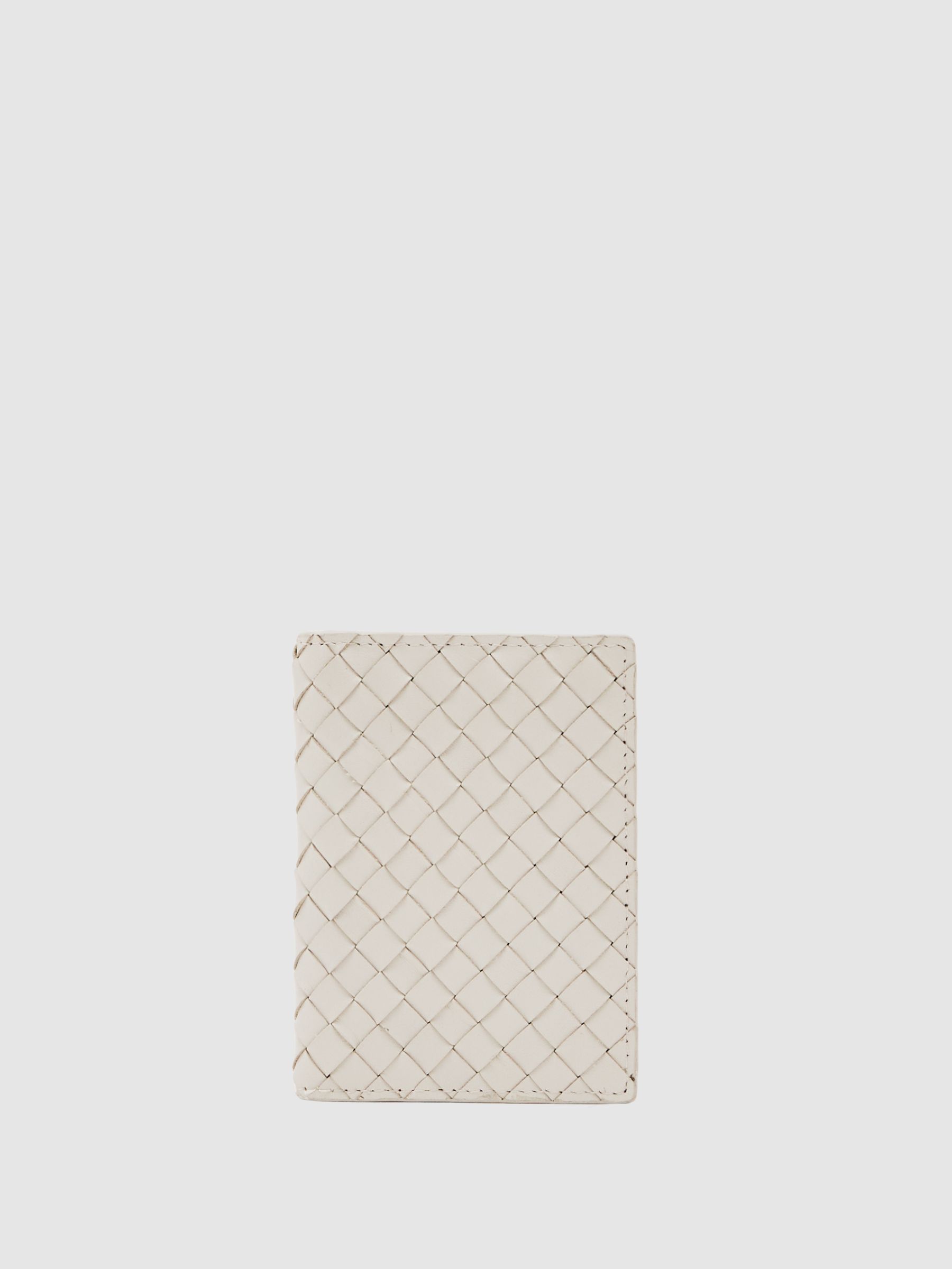 Leather Woven Bifold Cardholder in Off White - image 3