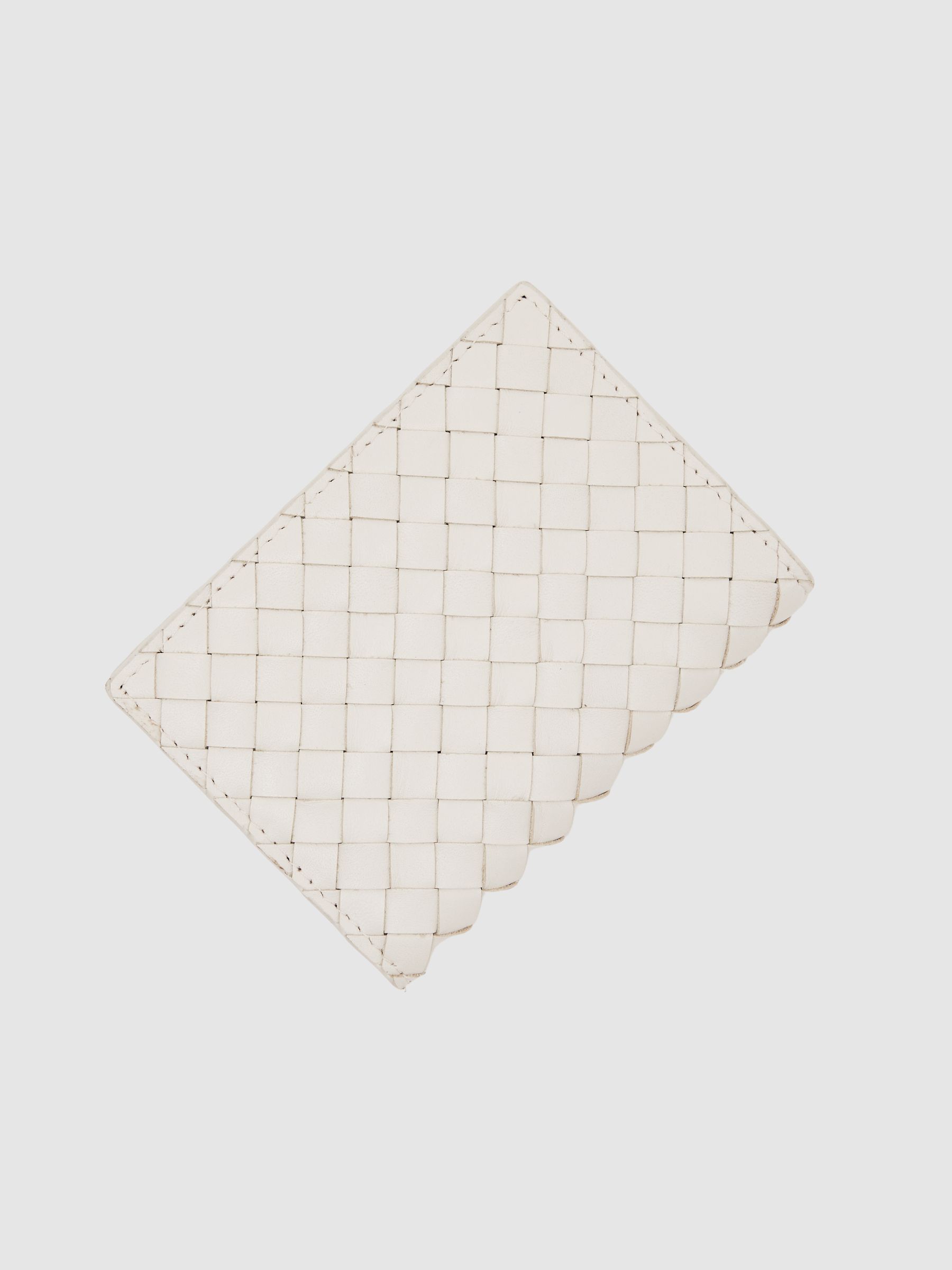 Leather Woven Bifold Cardholder in Off White - image 2
