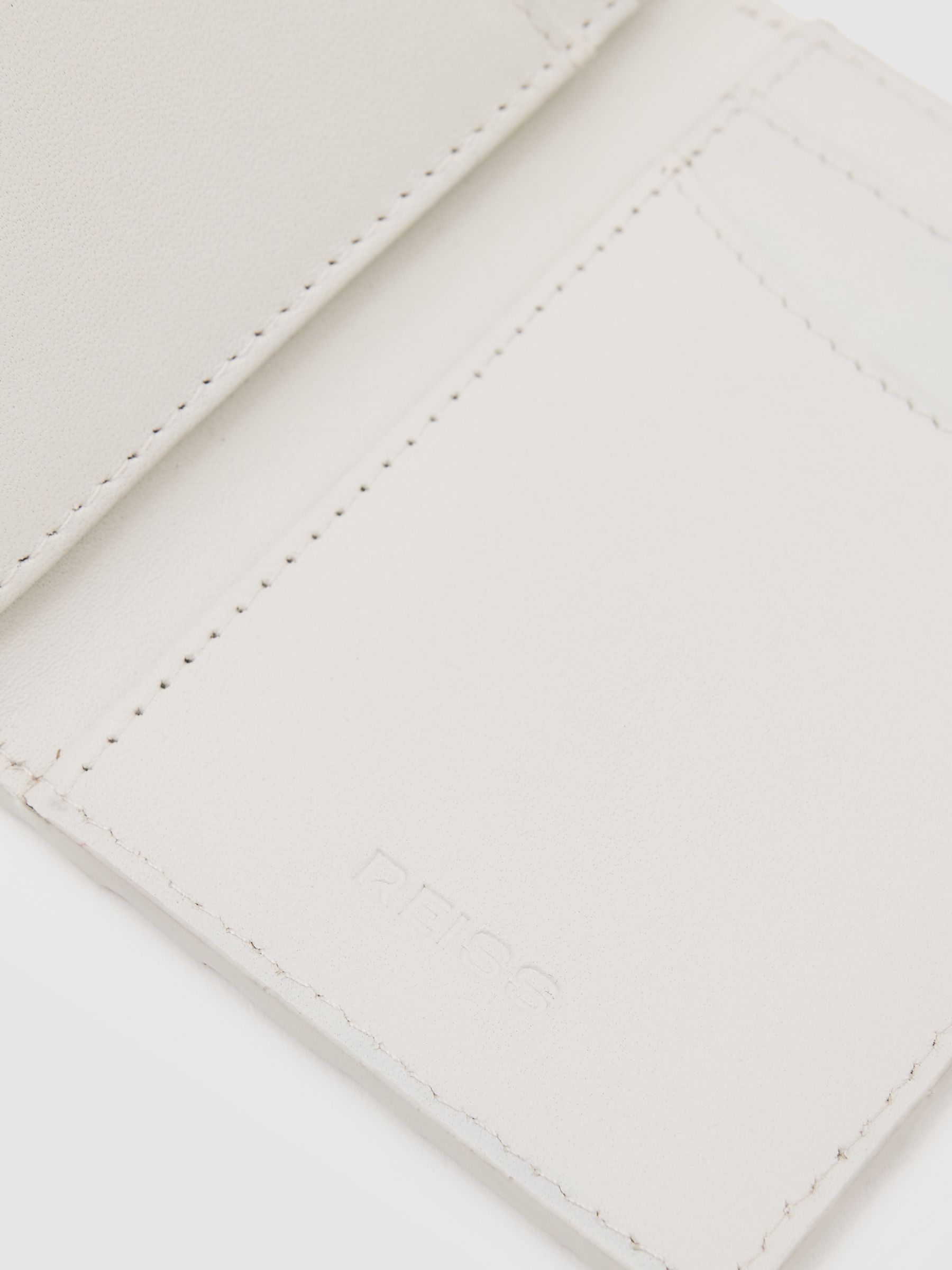Leather Woven Bifold Cardholder in Off White - image 1