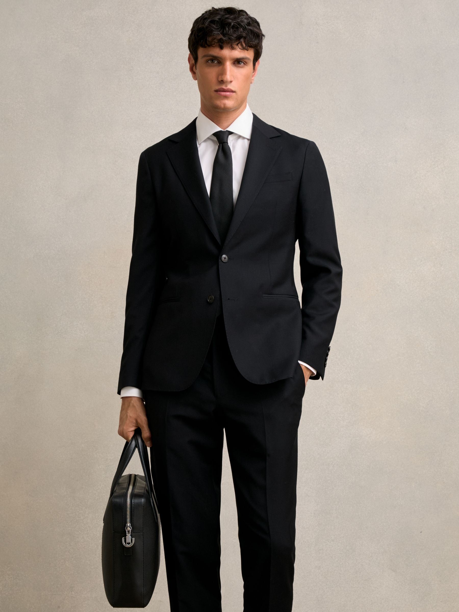 Micro-Grain Leather Briefcase in Black - Image 2 of 6