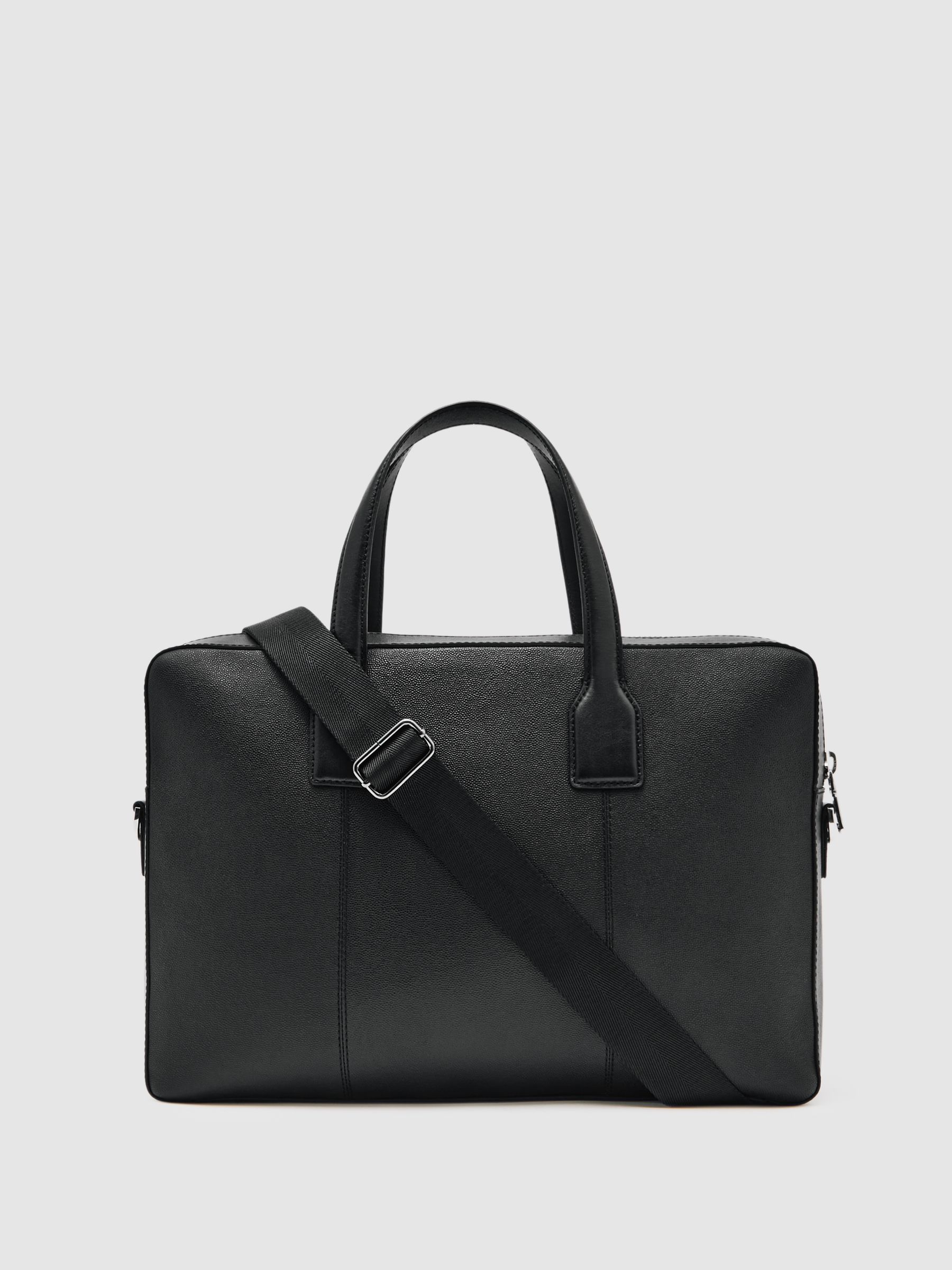 Micro-Grain Leather Briefcase in Black - image 2