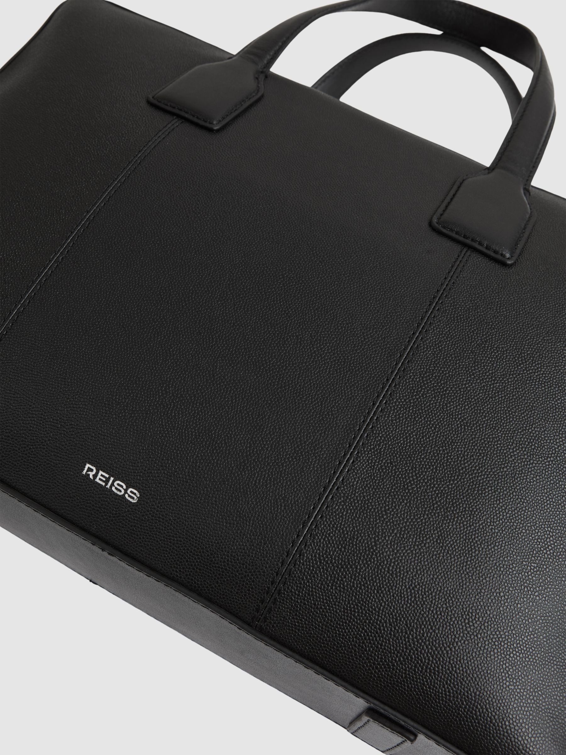 Micro-Grain Leather Briefcase in Black - Image 6 of 6