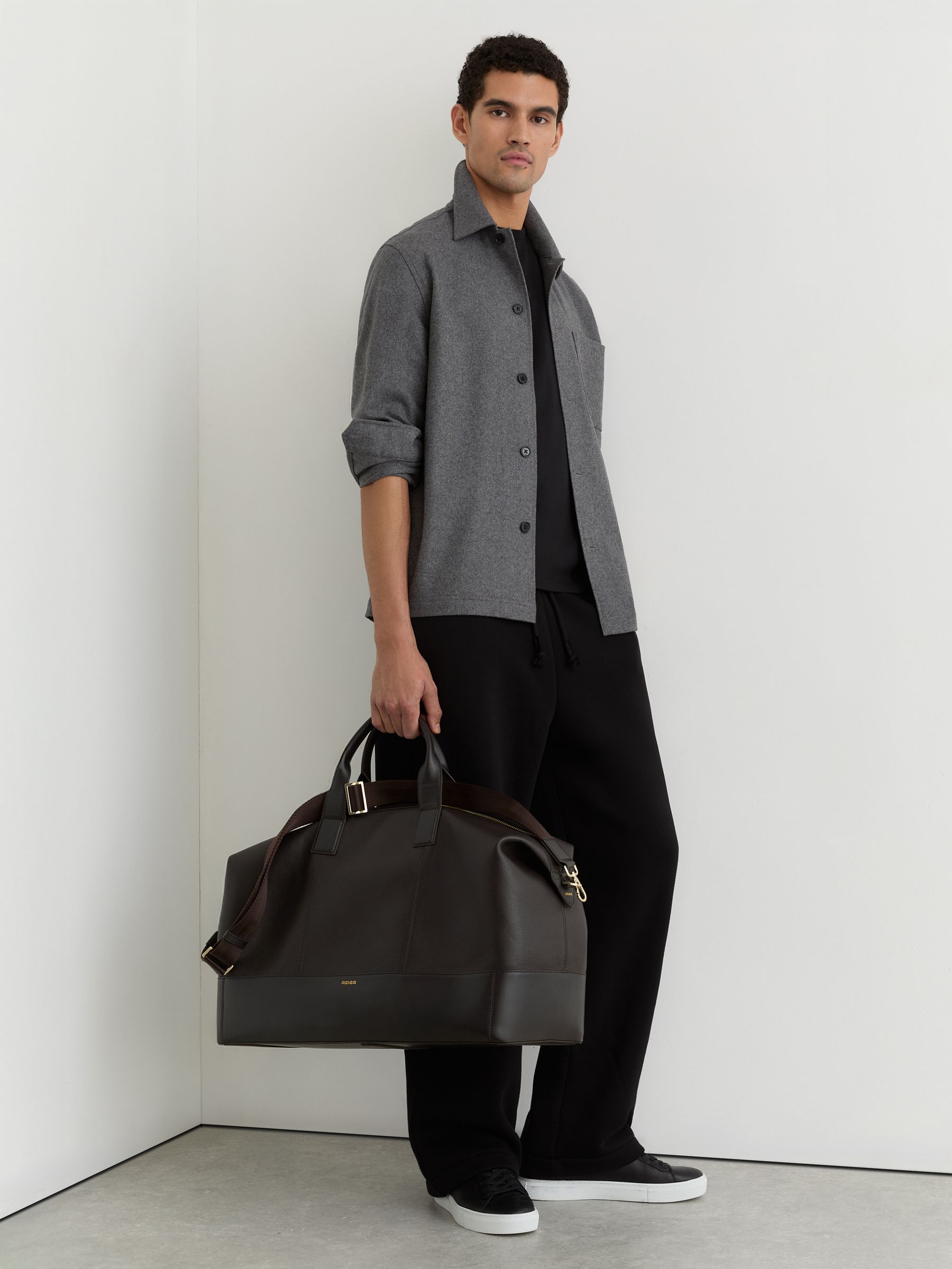 Micro-Grain Leather Holdall in Dark Brown - Image 2 of 5 Micro-Grain Leather Holdall in Dark Brown - Image 2 of 5