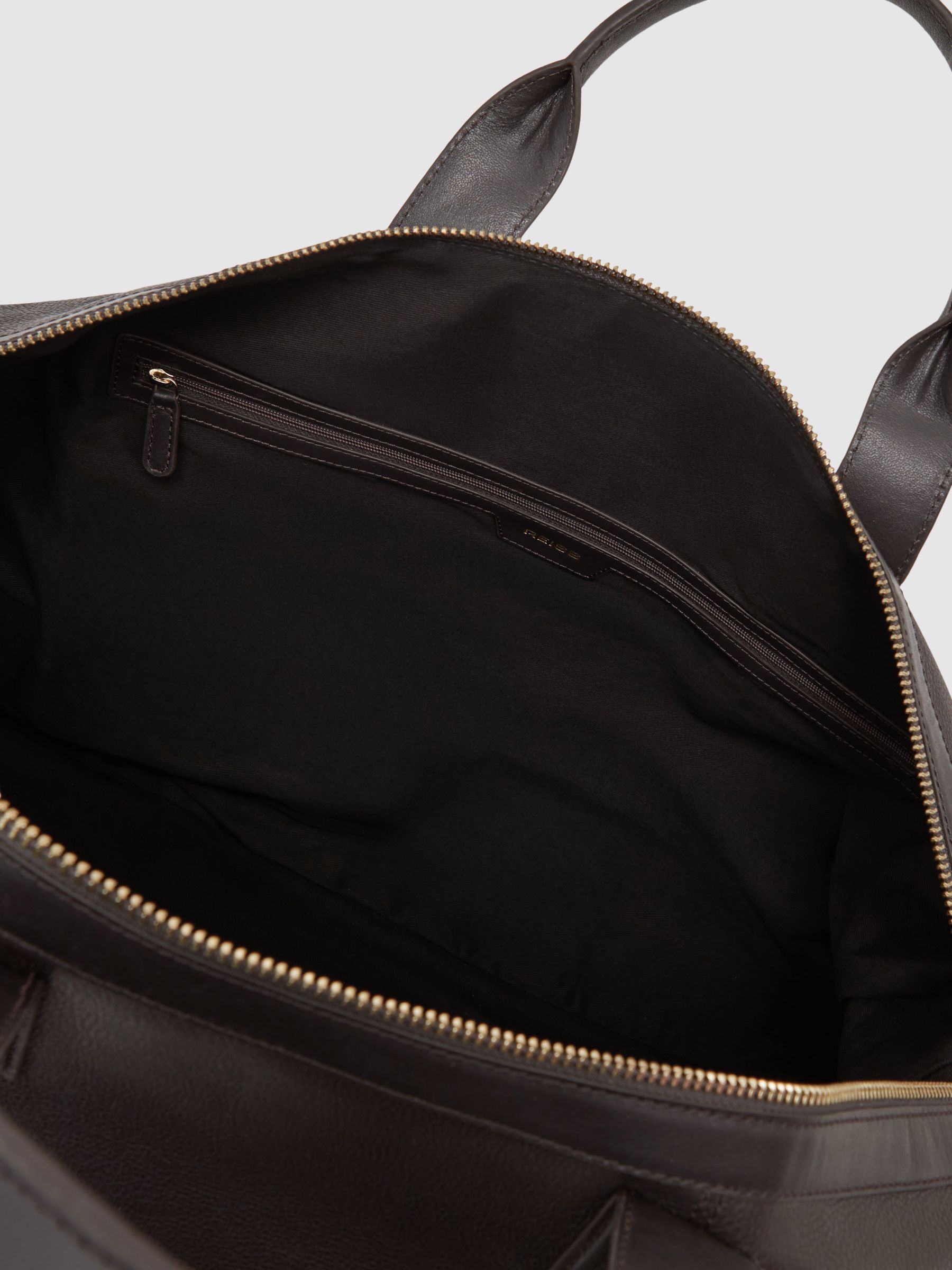 Micro-Grain Leather Holdall in Dark Brown - Image 4 of 5