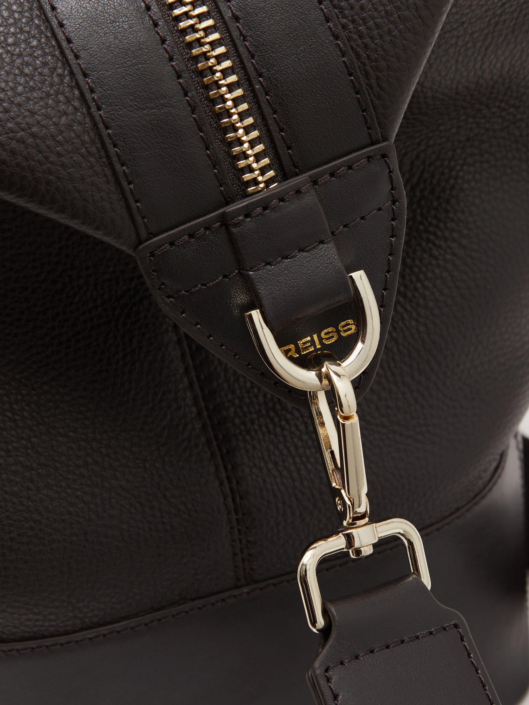 Micro-Grain Leather Weekend Bag in Dark Brown - image 4