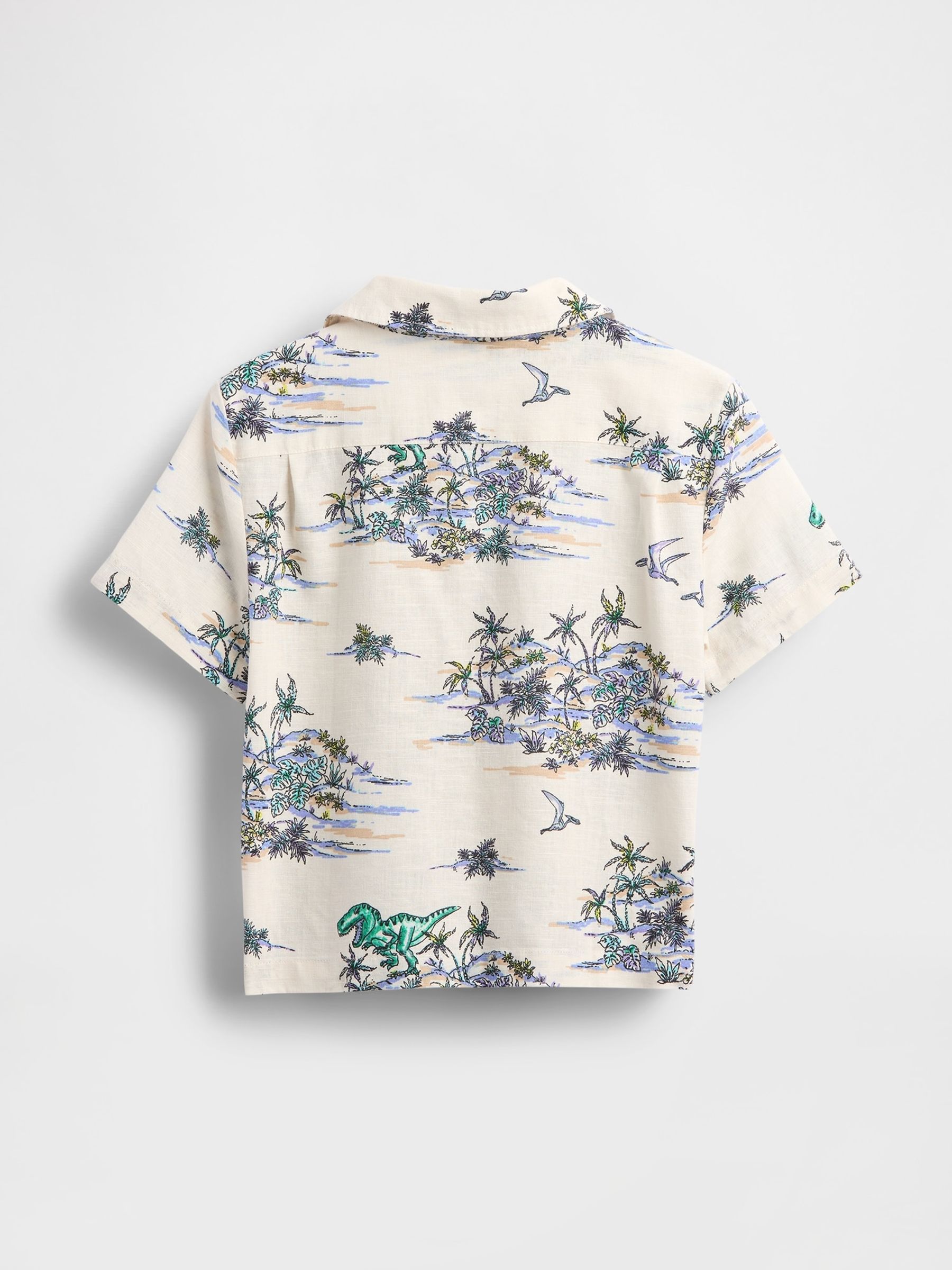 Neutral Print Brannan Bear Linen-Cotton Short Sleeve Shirt (6mths-5yrs) - Image 3 of 4