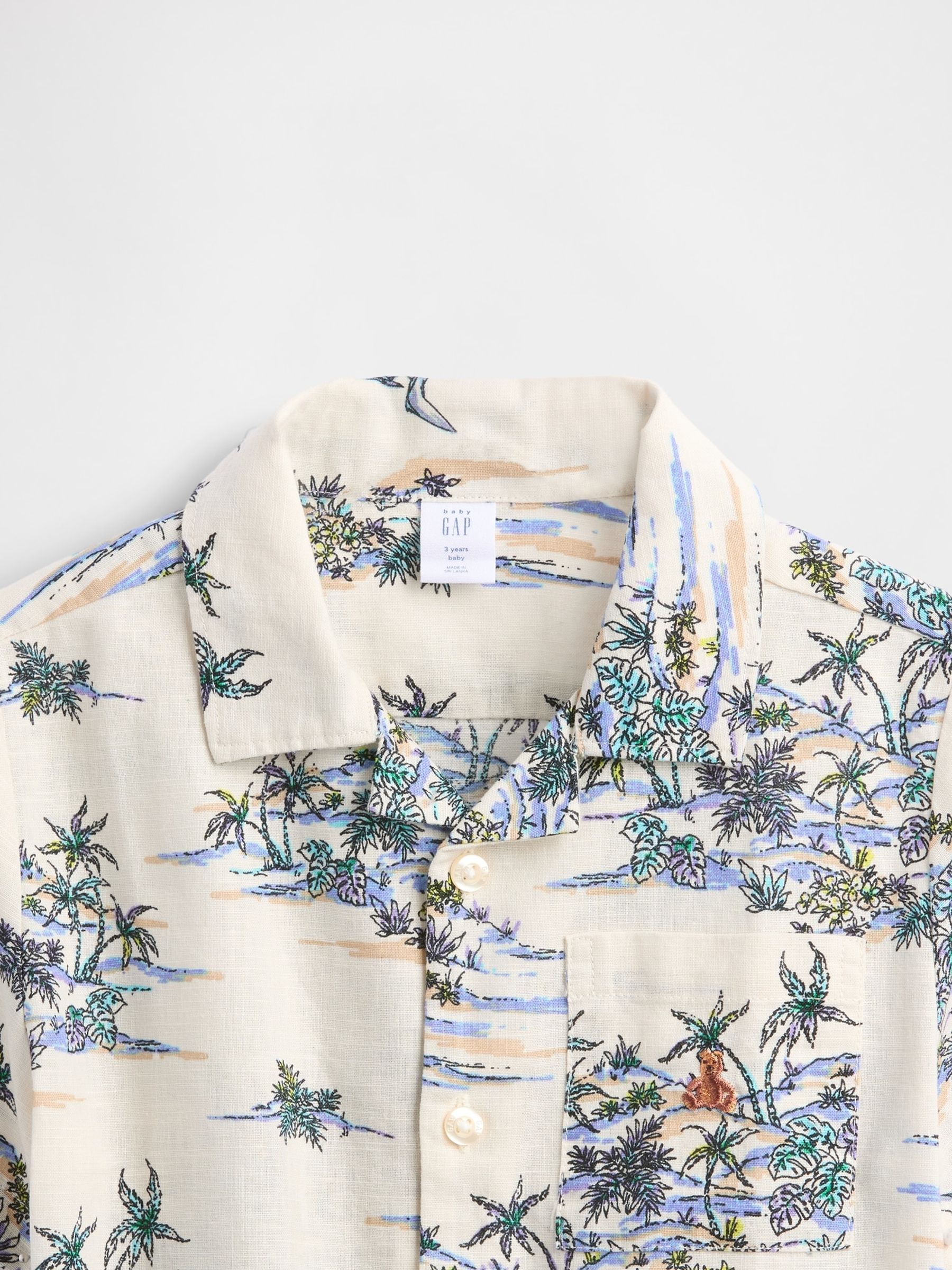 Neutral Print Brannan Bear Linen-Cotton Short Sleeve Shirt (6mths-5yrs) - Image 4 of 4