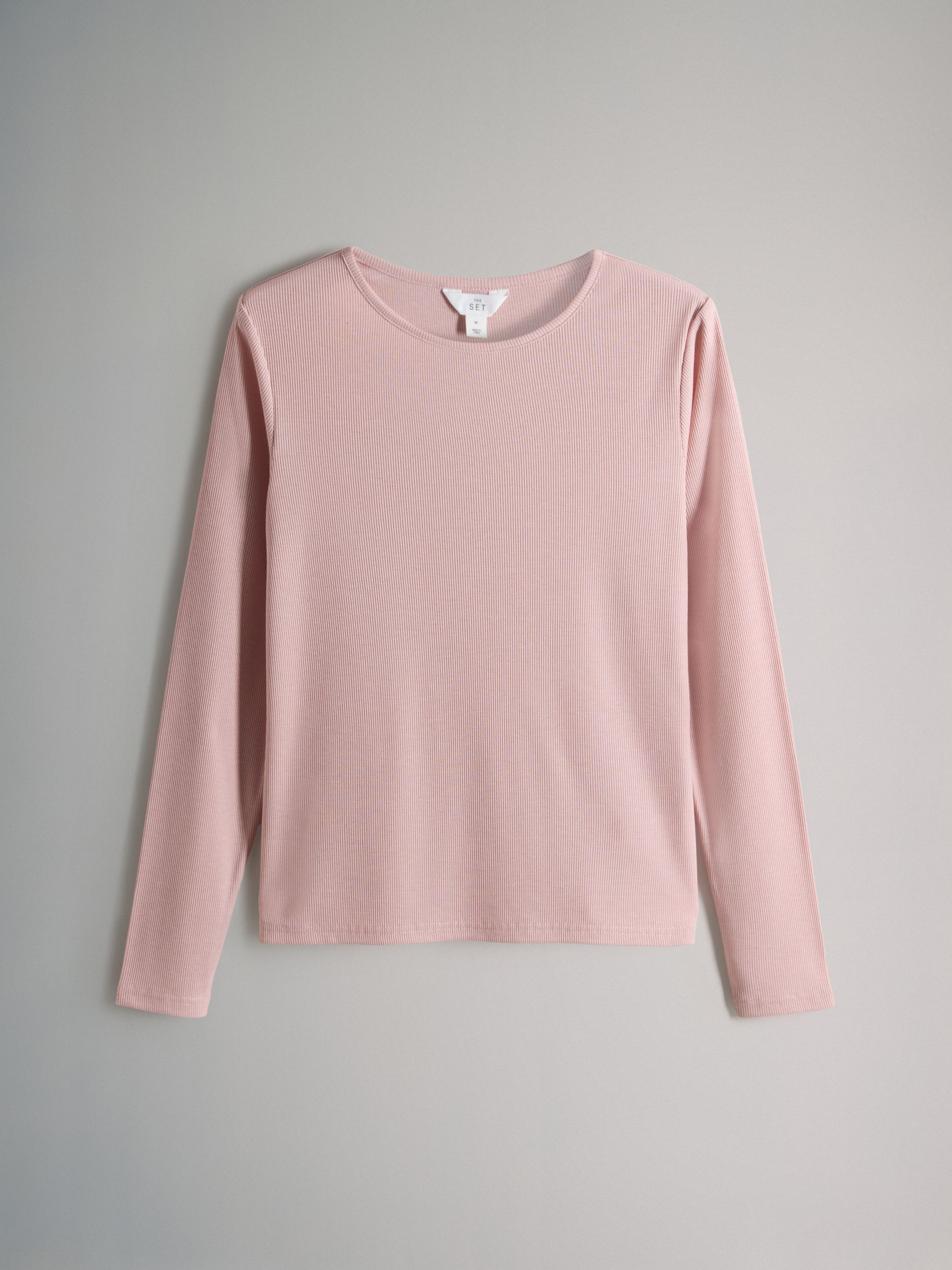Baby Pink/Stripe - 2 Pack Soft Touch Ribbed Long Sleeve Leg Pyjamas - Image 2 of 7 Baby Pink/Stripe - 2 Pack Soft Touch Ribbed Long Sleeve Leg Pyjamas - Image 2 of 7